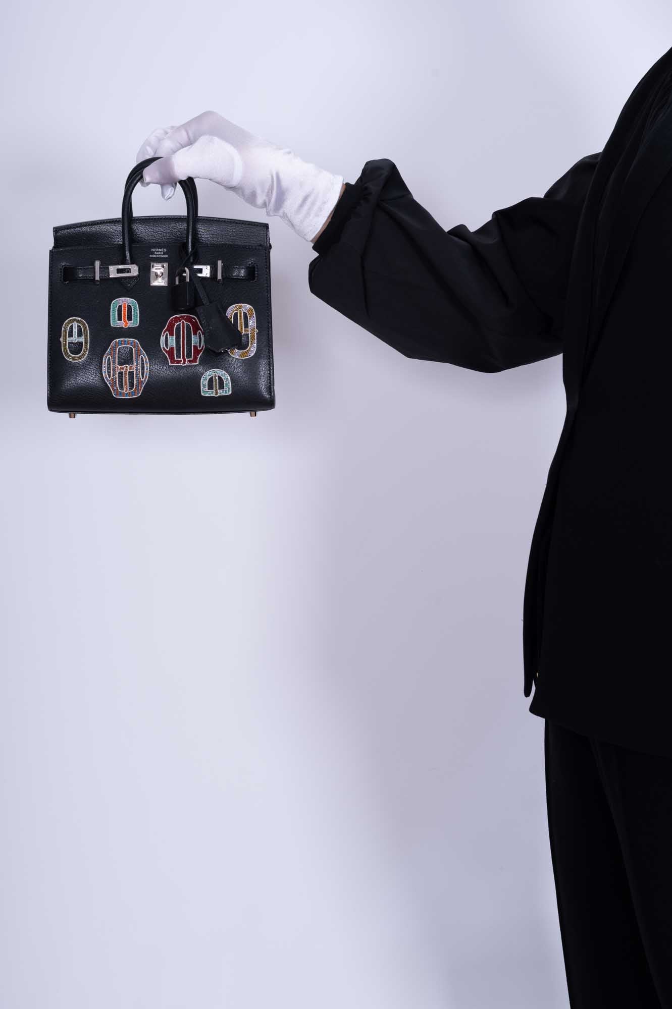 Hermès Birkin 20 Sellier Bouclerie Moderne Black Chèvre Palladium Hardware