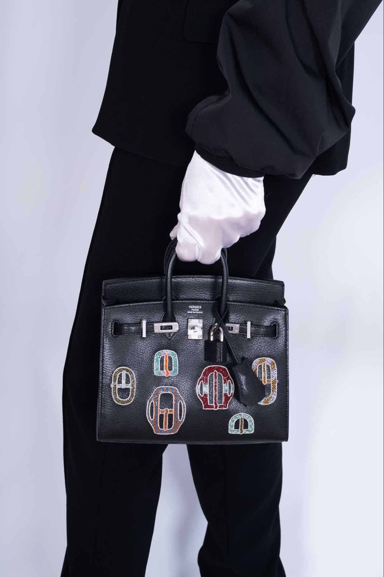 Hermès Birkin 20 Sellier Bouclerie Moderne Black Chèvre Palladium Hardware