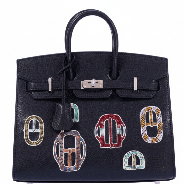 Hermès Birkin 20 Sellier Bouclerie Moderne Black Chèvre Palladium Hardware