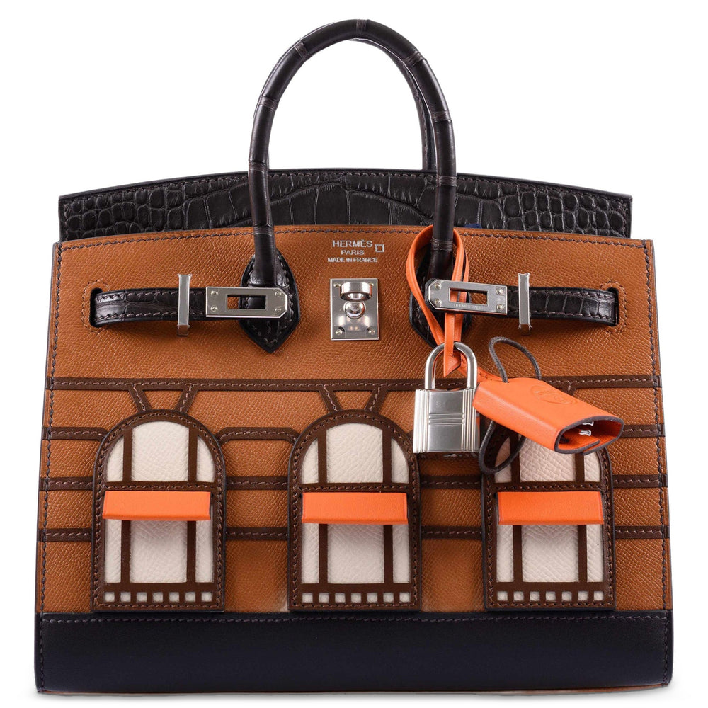 Hermès Birkin 20 Sellier Faubourg Day Gold Madame Matte Alligator Palladium Hardware, front view, closed with lock and clochette