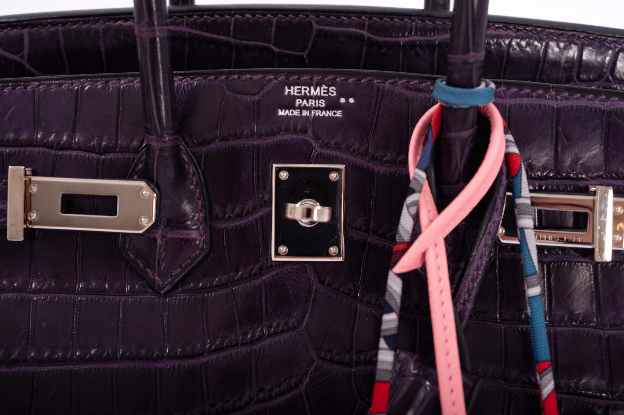 Hermès Birkin 25 Amethyst Matte Alligator Palladium Hardware