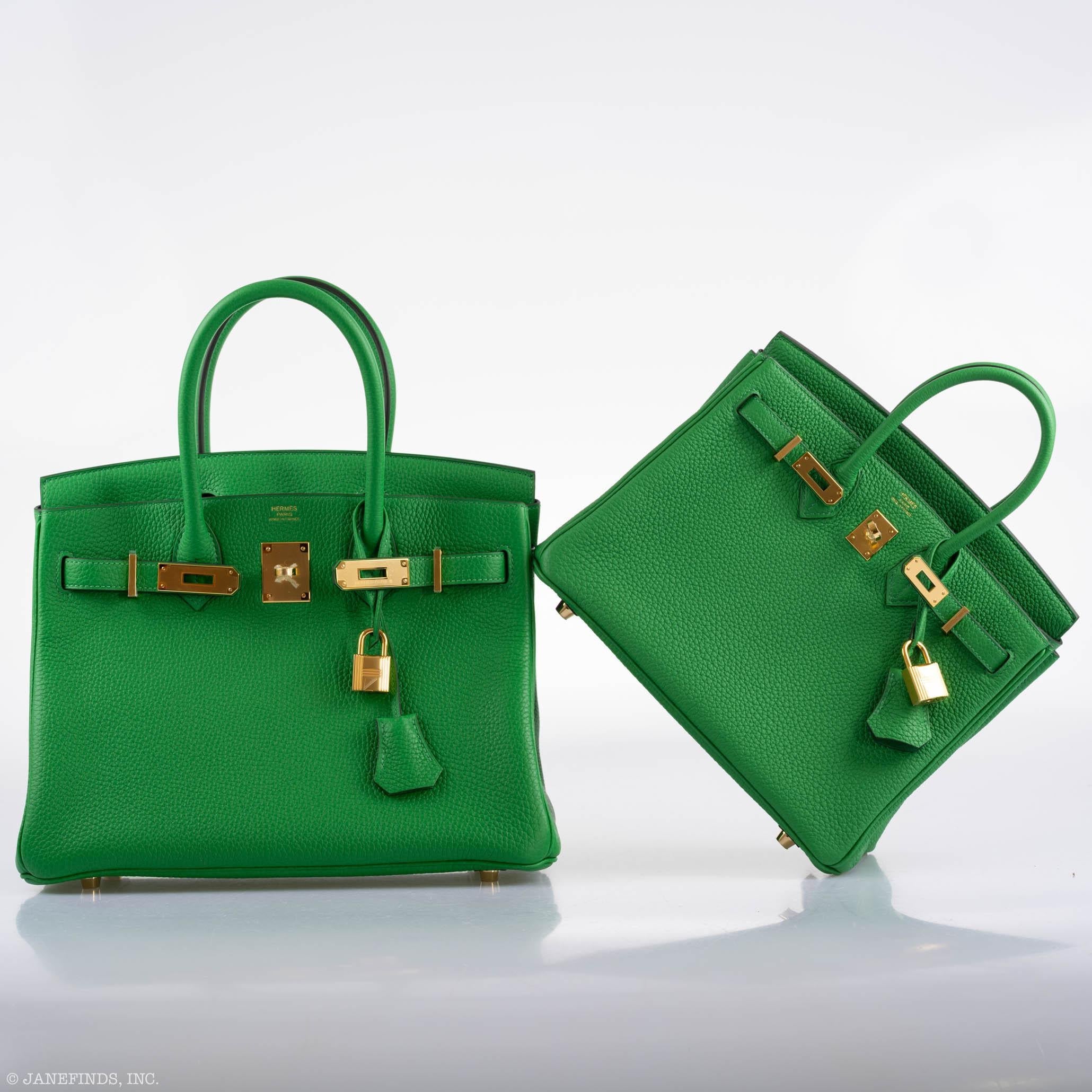 Hermès Birkin 25 Bambou (Bamboo) Green Togo with Gold Hardware