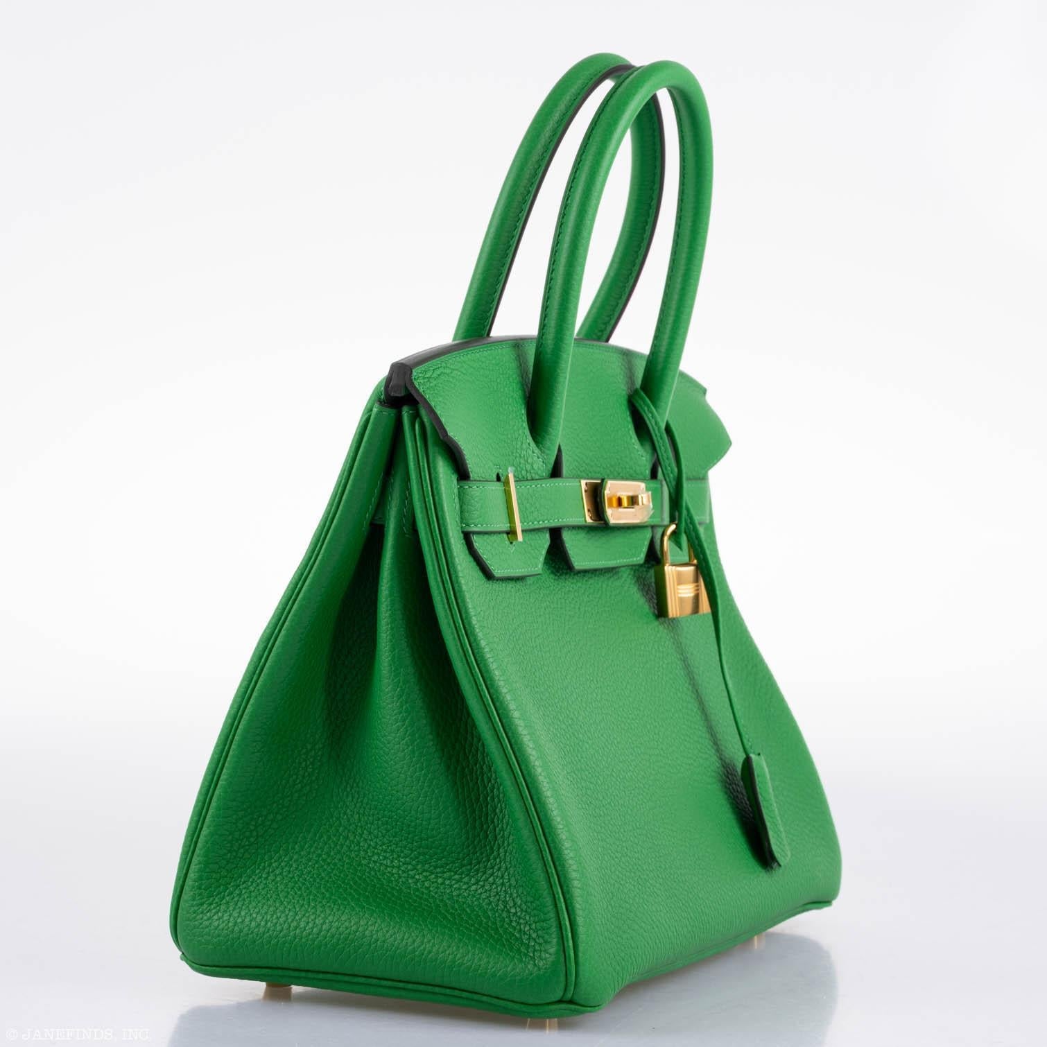 Hermès Birkin 25 Bambou (Bamboo) Green Togo with Gold Hardware