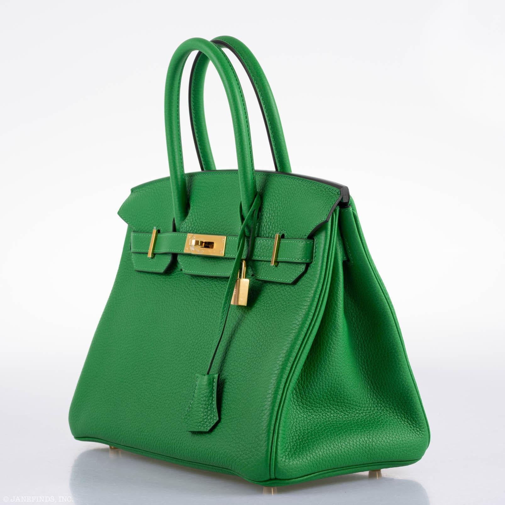 Hermès Birkin 25 Bambou (Bamboo) Green Togo with Gold Hardware