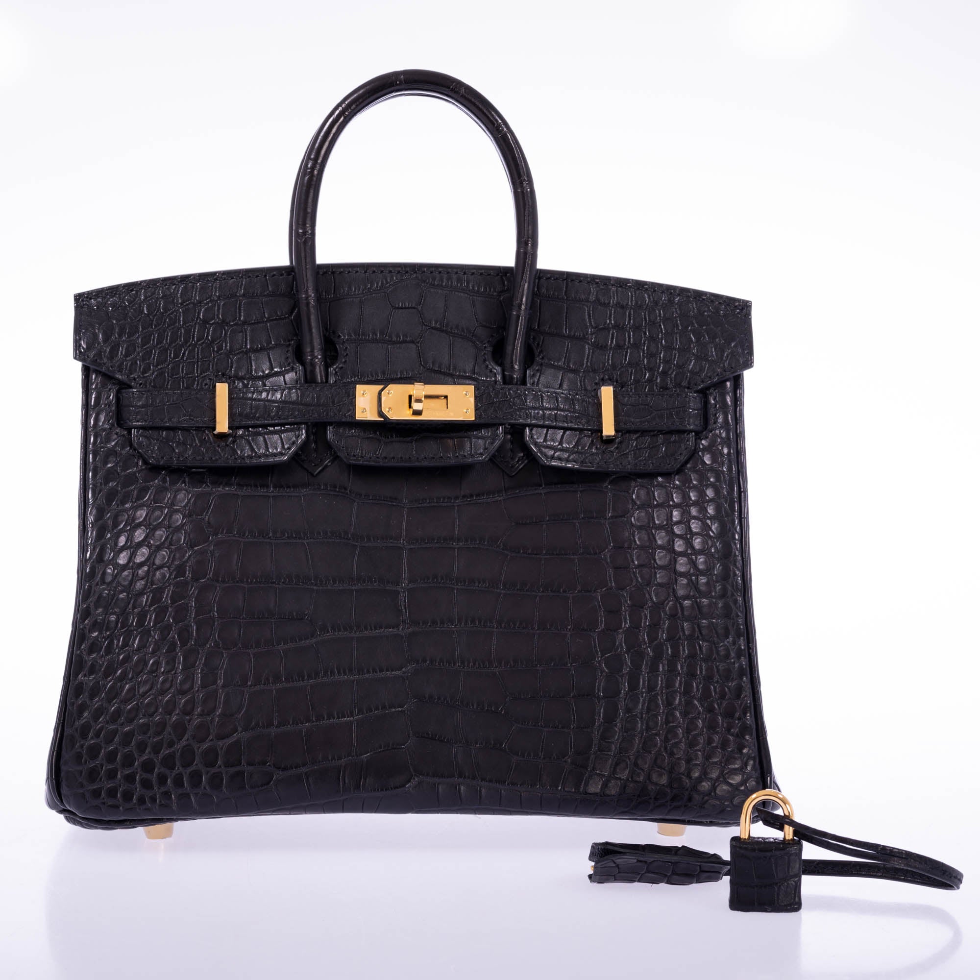 Hermès Birkin 25 Black Matte Alligator Gold Hardware