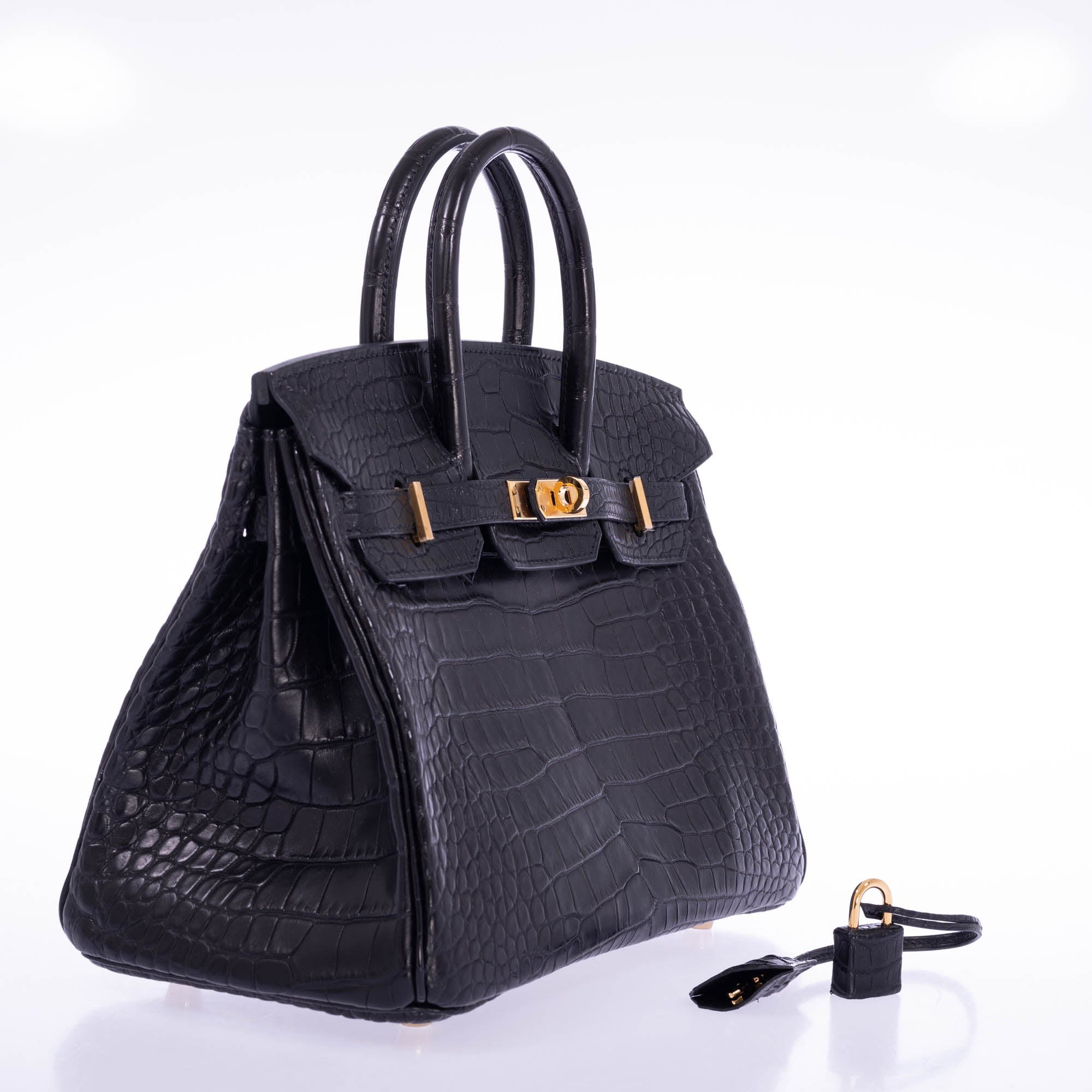 Hermès Birkin 25 Black Matte Alligator Gold Hardware