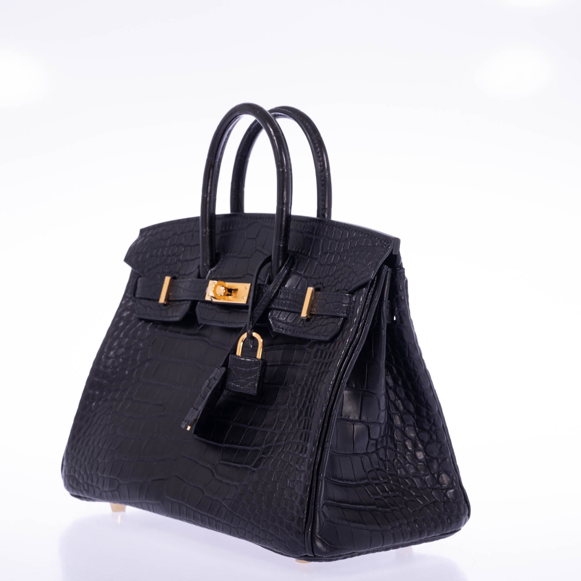 Hermès Birkin 25 Black Matte Alligator Gold Hardware