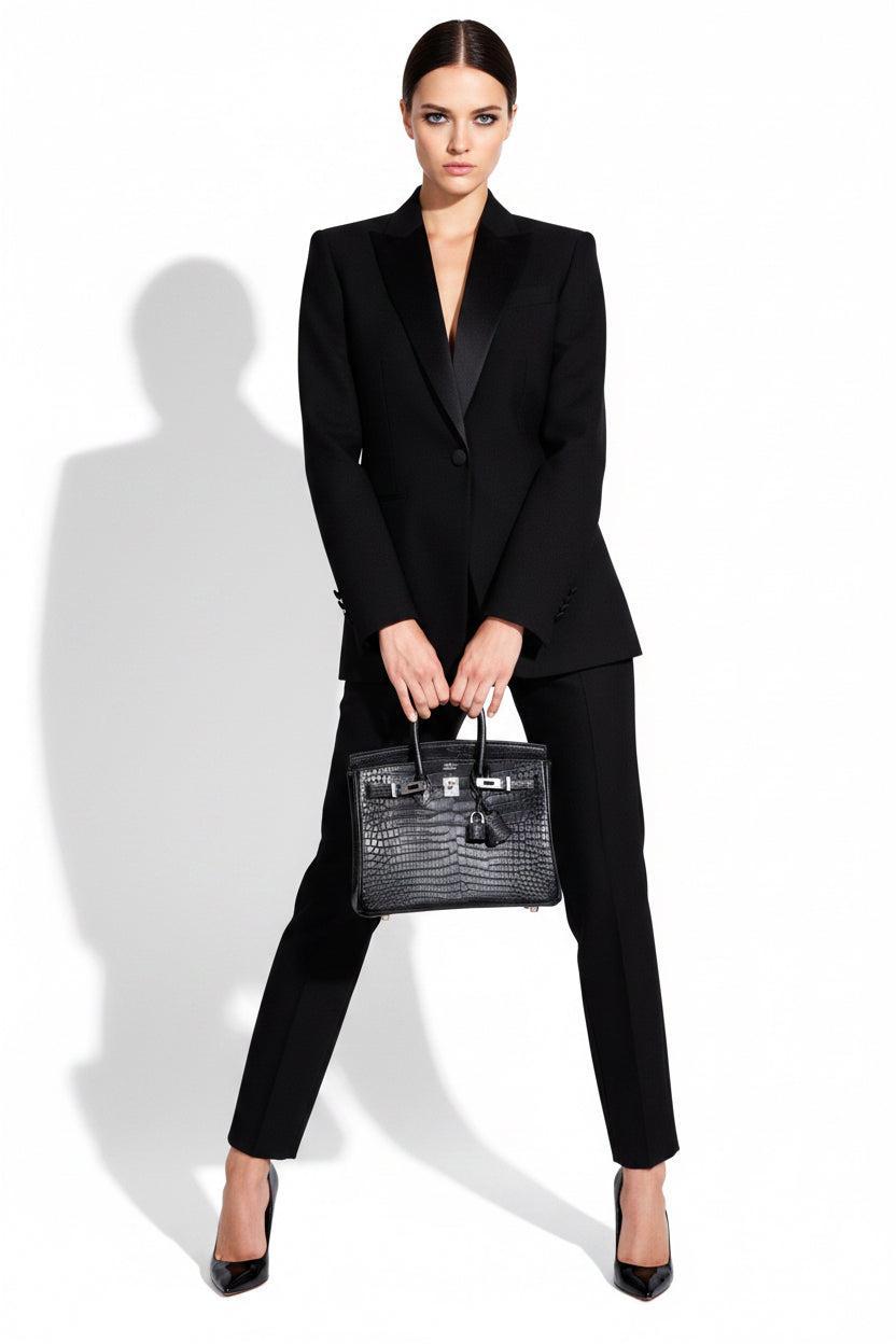 Hermès Birkin 25 Black Matte Porosus Crocodile with Palladium Hardware