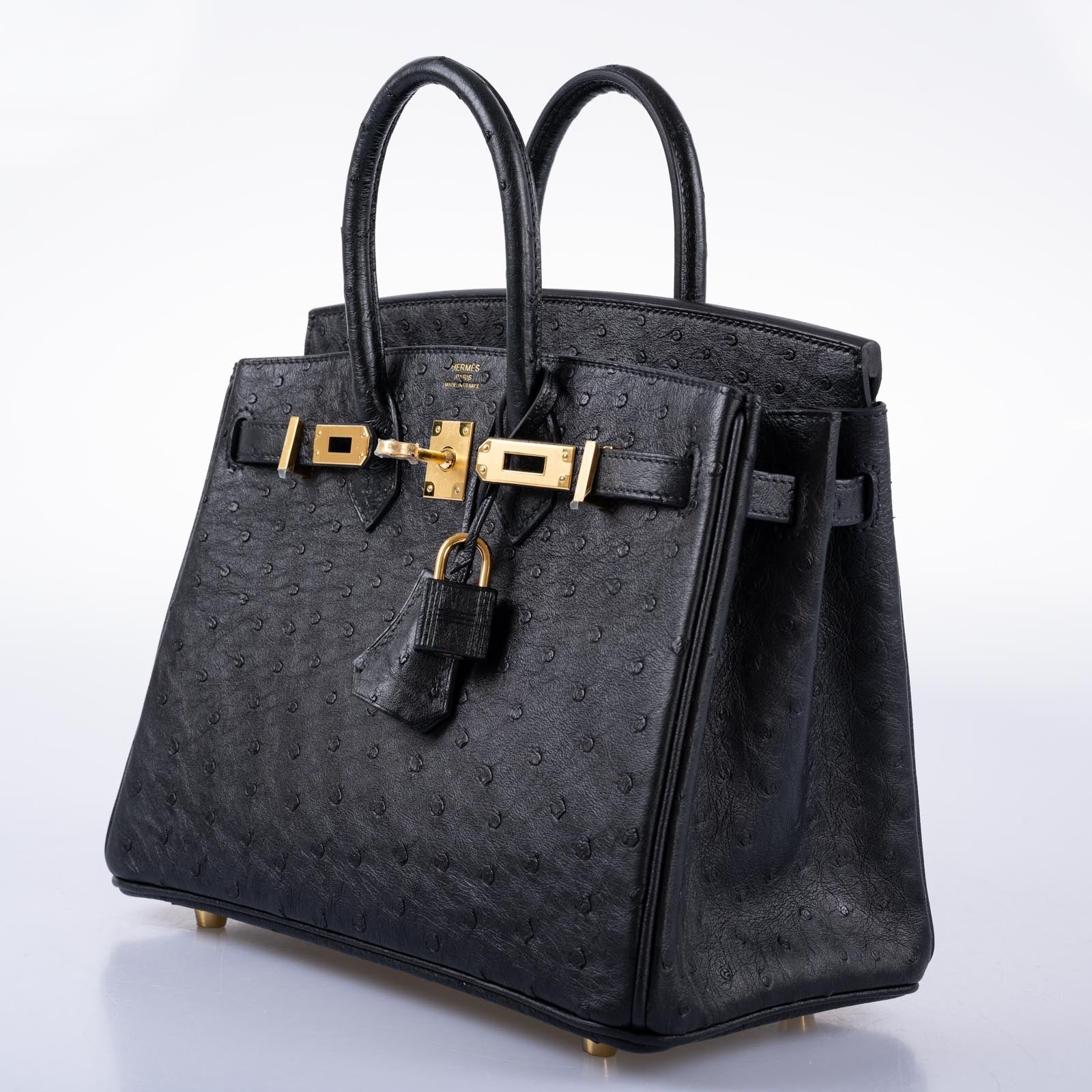 Hermès Birkin 25 Black Ostrich Gold Hardware