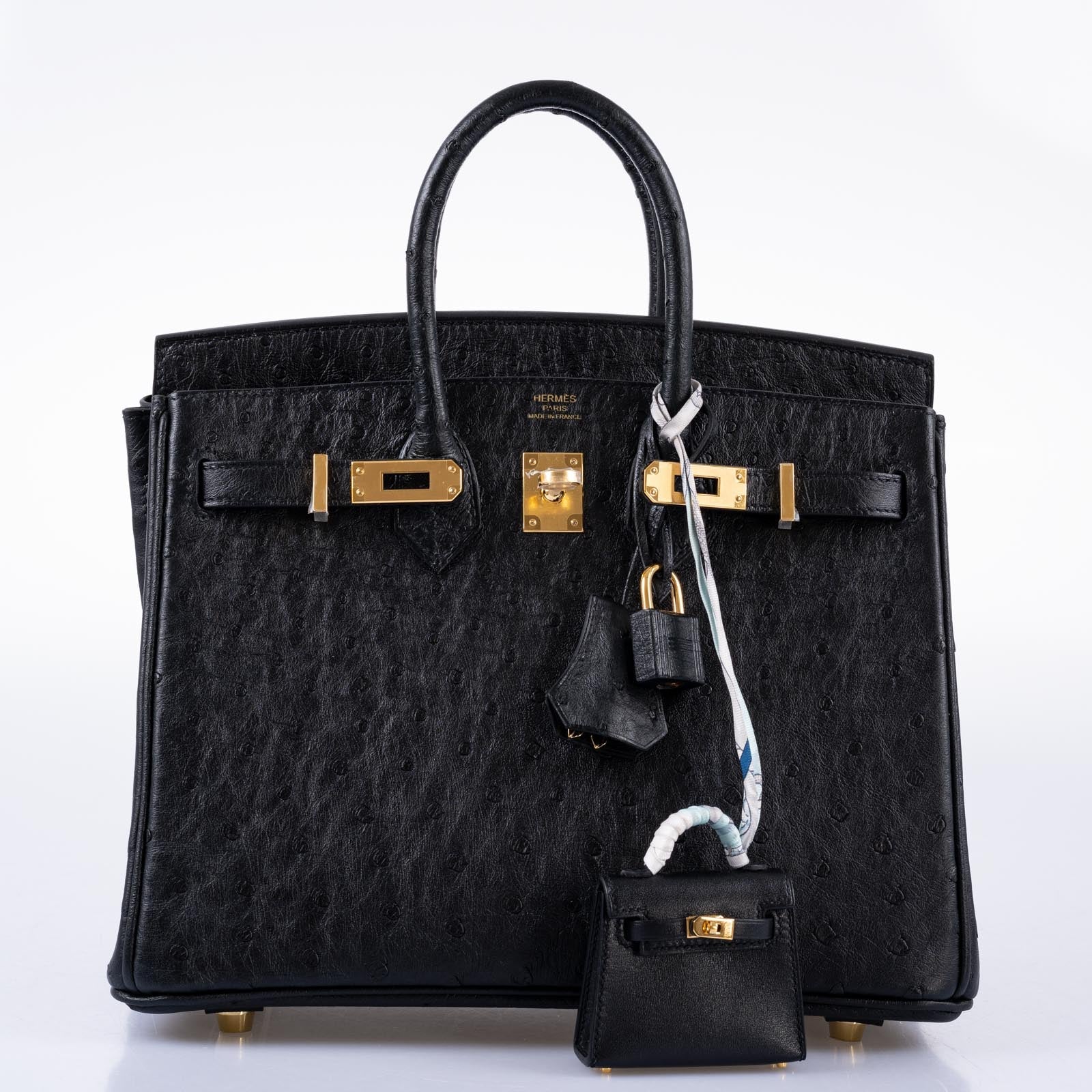 Hermès Birkin 25 Black Ostrich Gold Hardware