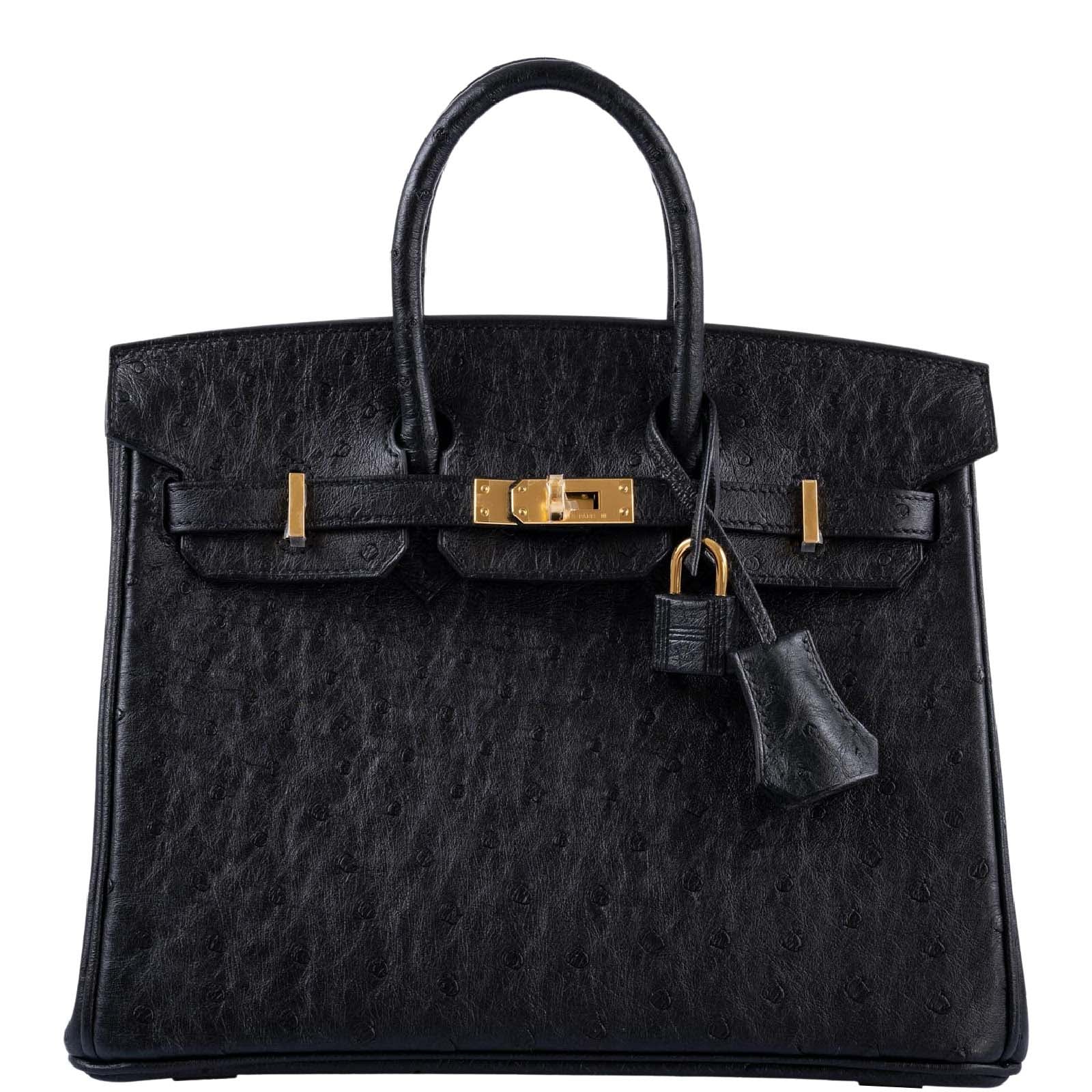 Hermès Birkin 25 Black Ostrich Gold Hardware