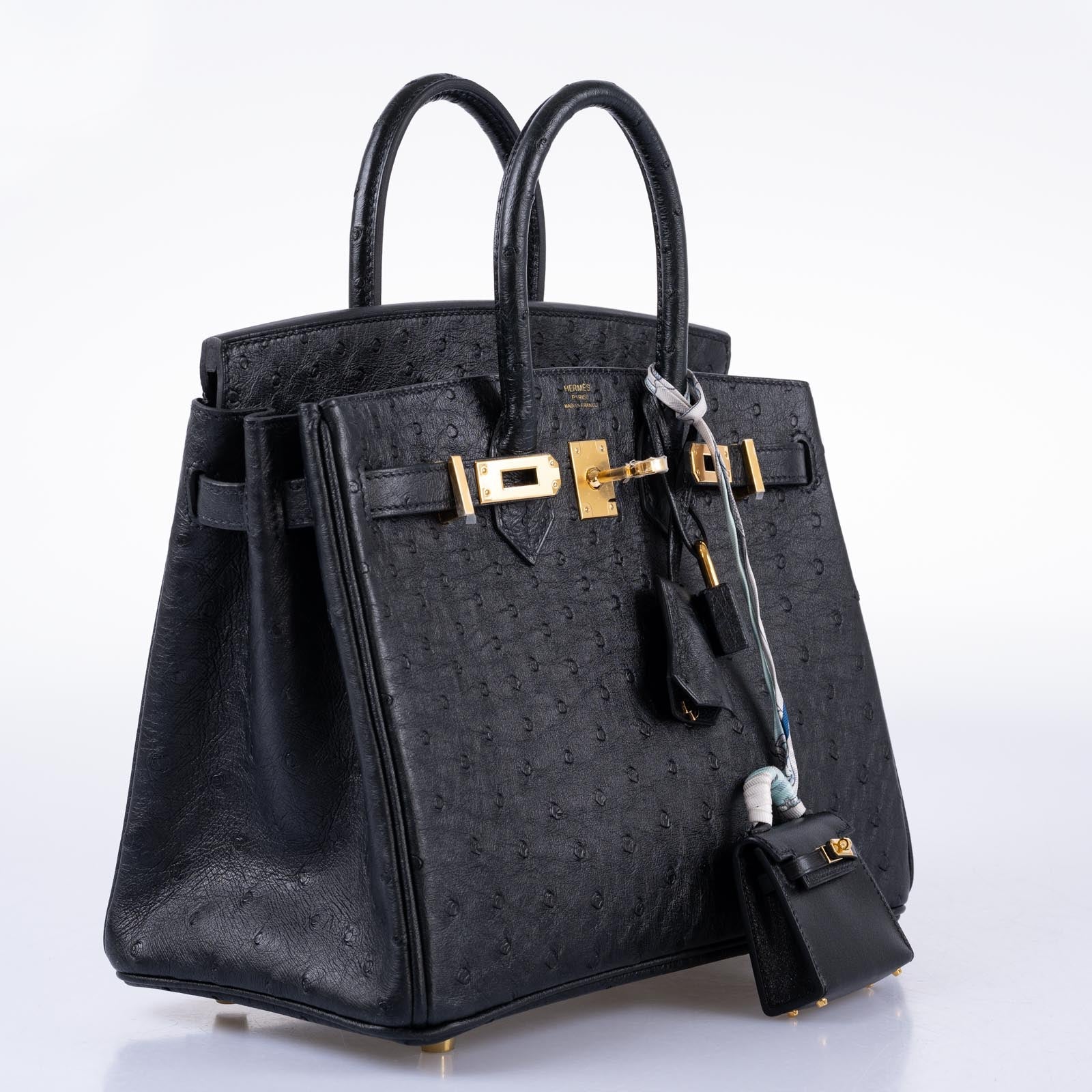 Hermès Birkin 25 Black Ostrich Gold Hardware