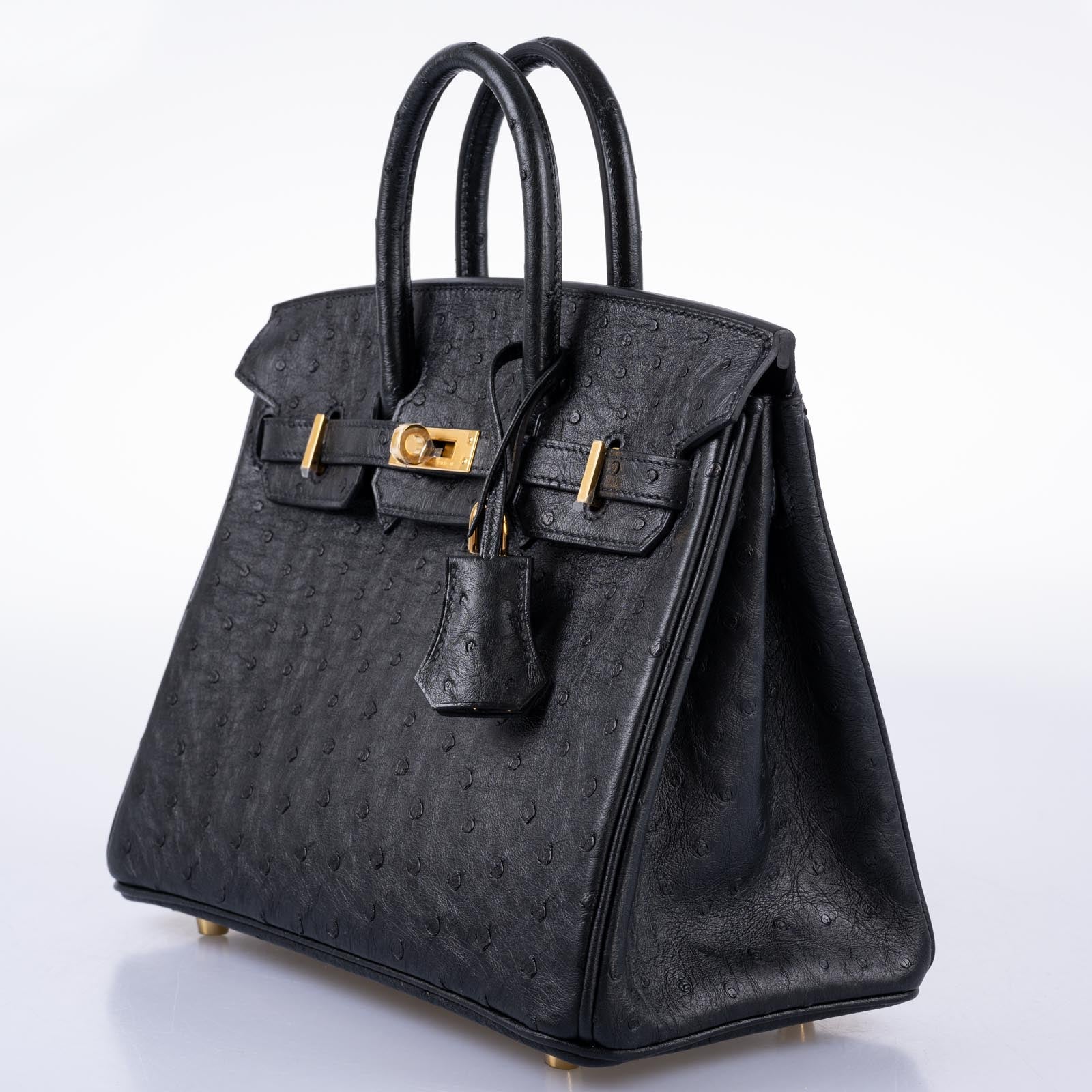 Hermès Birkin 25 Black Ostrich Gold Hardware