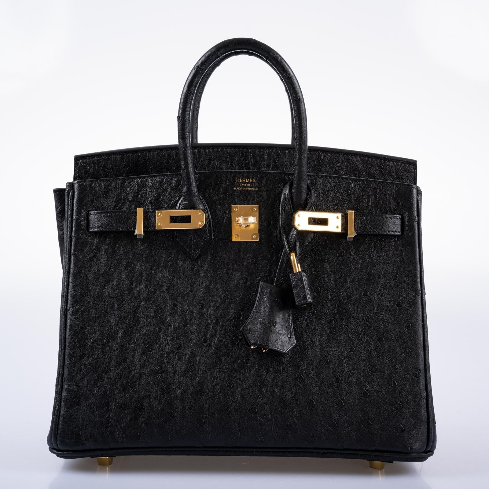 Hermès Birkin 25 Black Ostrich Gold Hardware