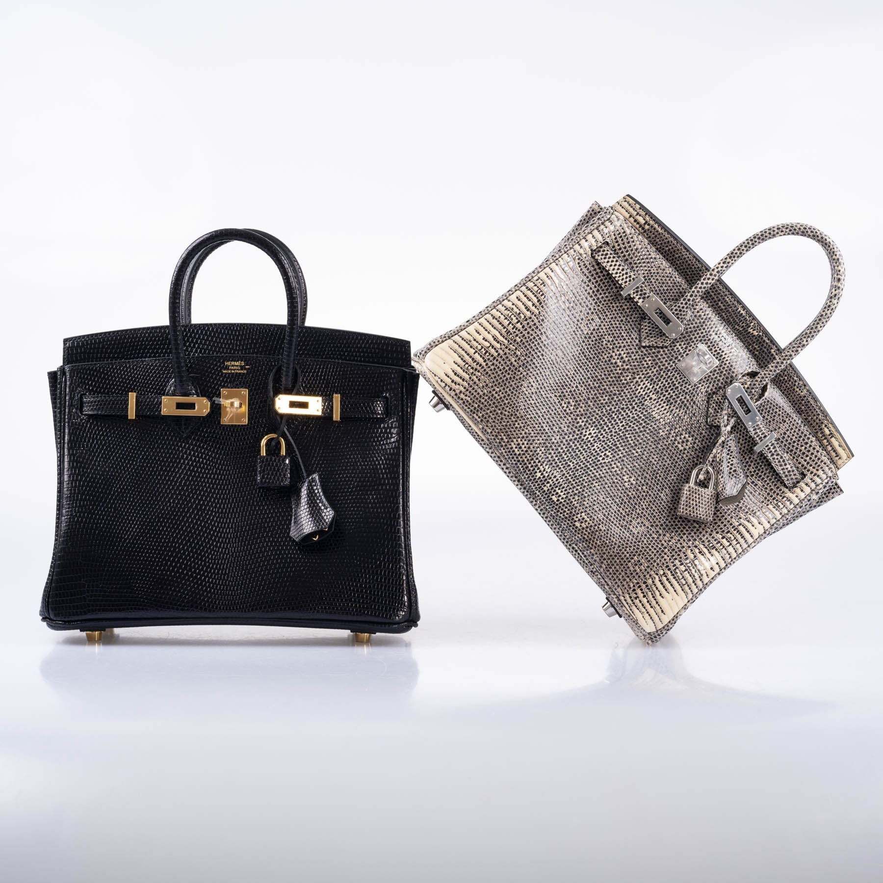 Hermès Birkin 25 Black Shiny Nilo Lizard Gold Hardware