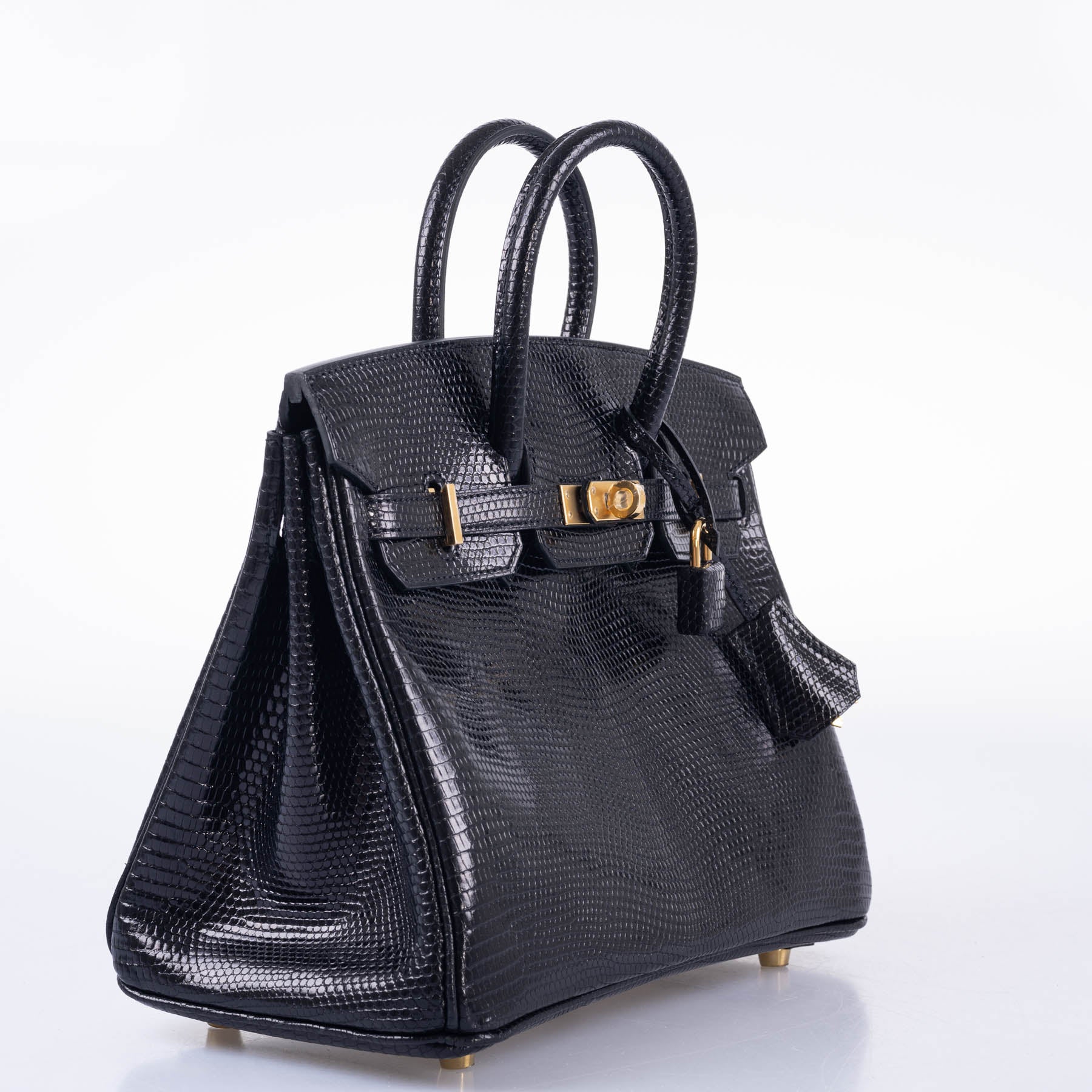 Hermès Birkin 25 Black Shiny Nilo Lizard Gold Hardware