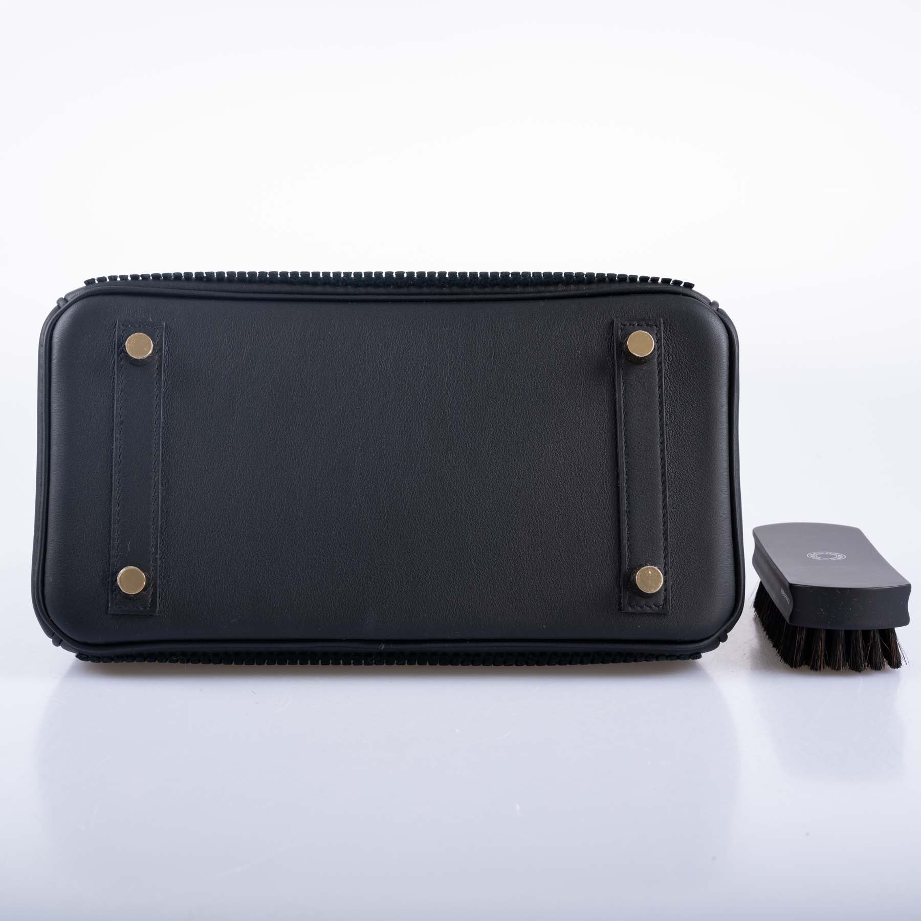 Hermès Birkin 25 Black côte à côte tuffetage and Swift Permabrass Hardware