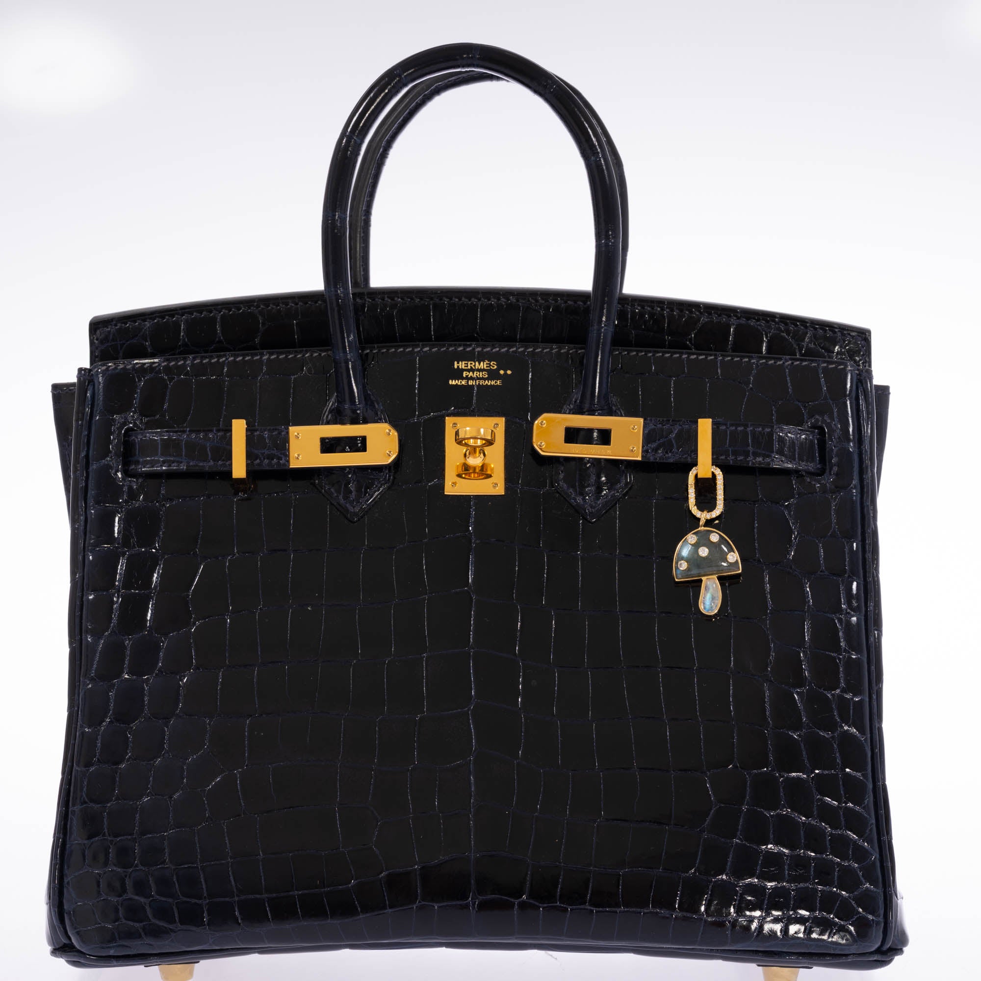 Hermès Birkin 25 Bleu Marine Shiny Niloticus Crocodile Gold Hardware