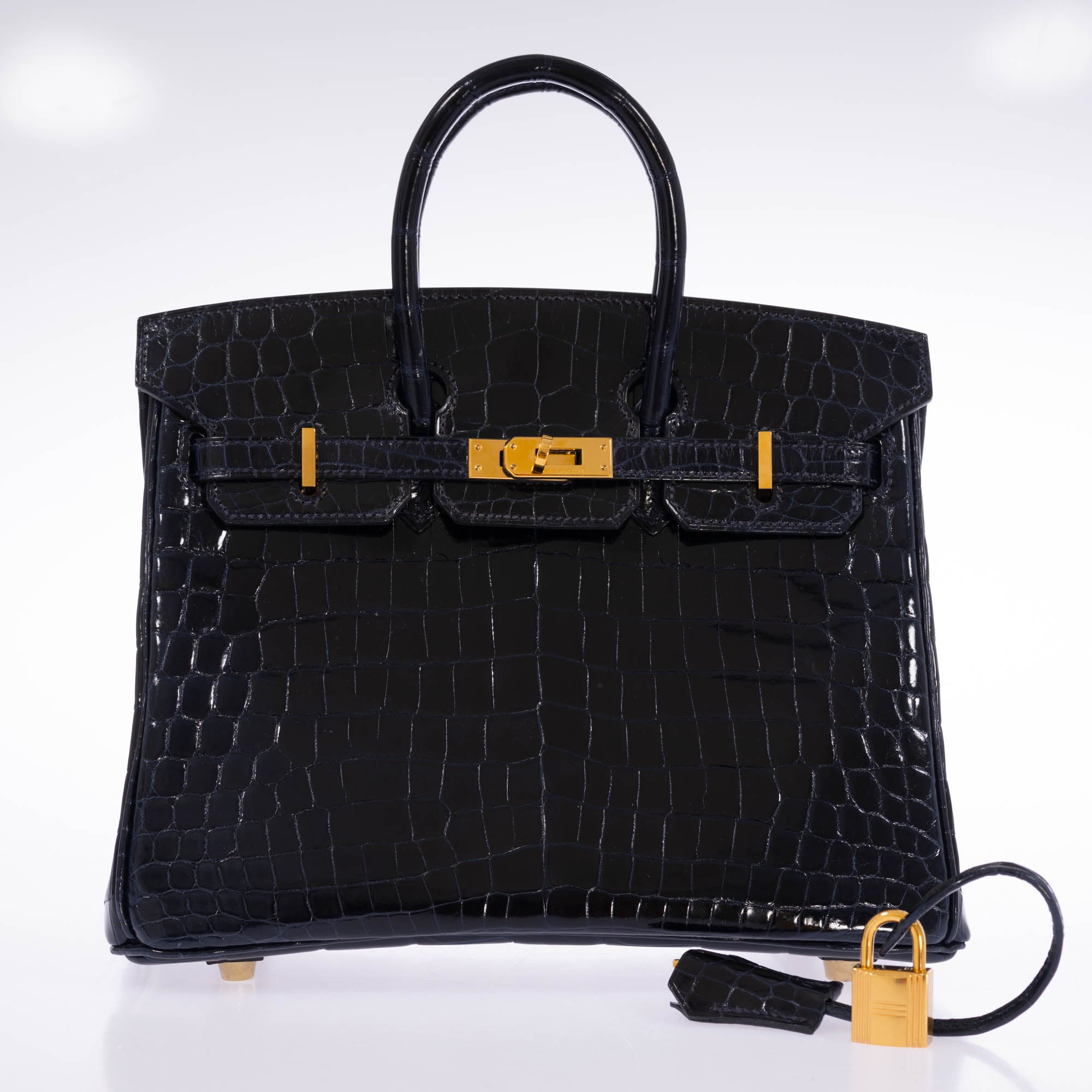 Hermès Birkin 25 Bleu Marine Shiny Niloticus Crocodile Gold Hardware
