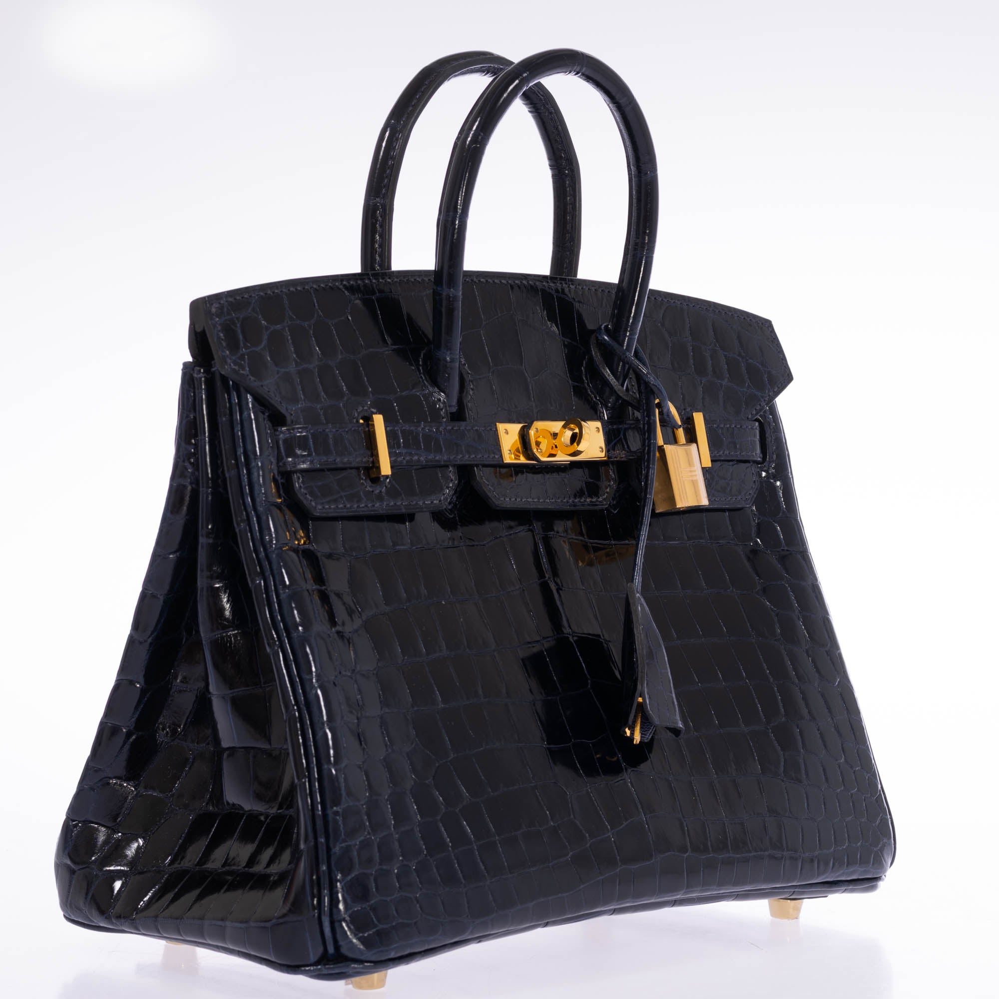 Hermès Birkin 25 Bleu Marine Shiny Niloticus Crocodile Gold Hardware