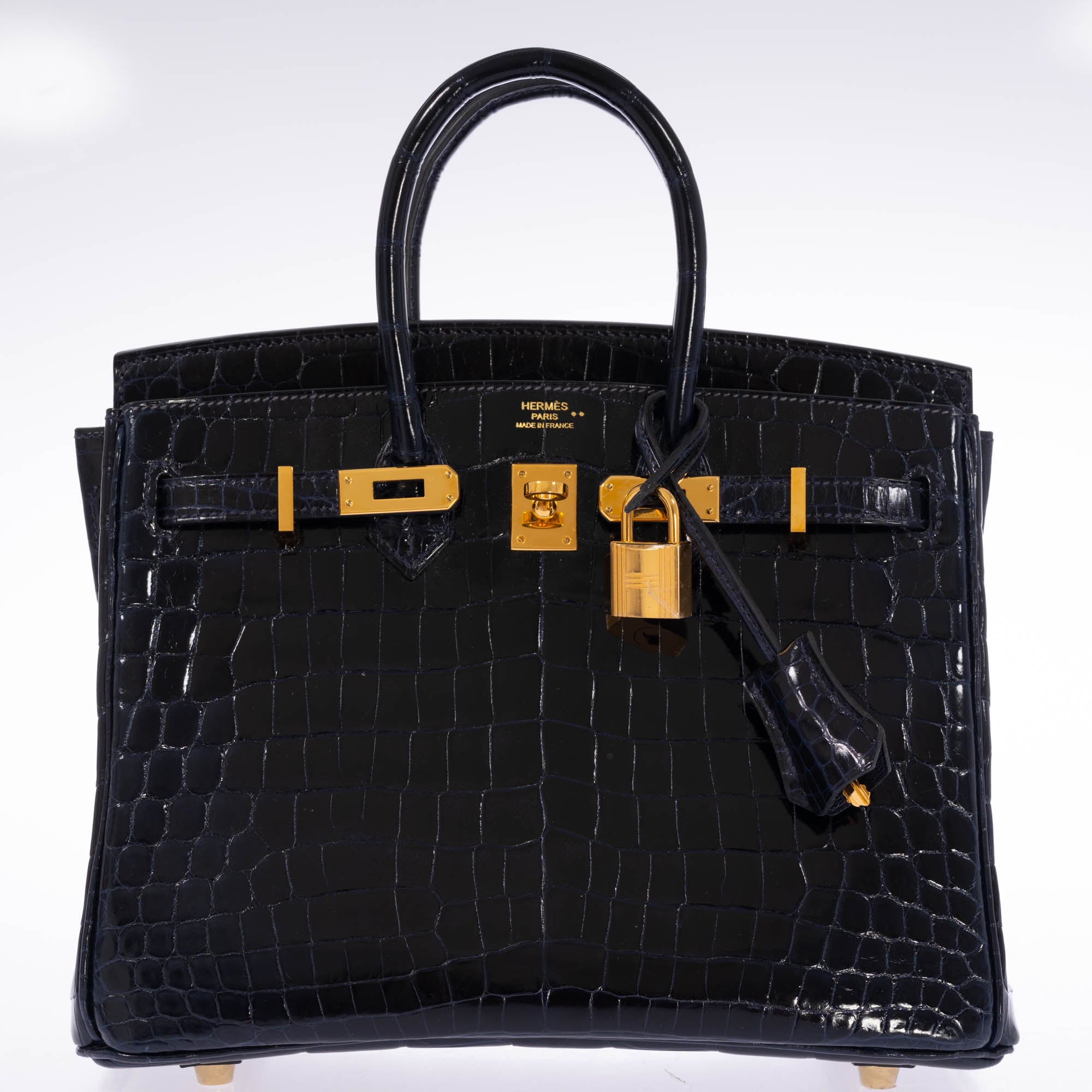 Hermès Birkin 25 Bleu Marine Shiny Niloticus Crocodile Gold Hardware