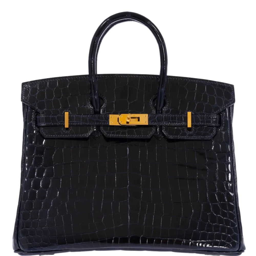 Hermès Birkin 25 Bleu Marine Shiny Niloticus Crocodile Gold Hardware