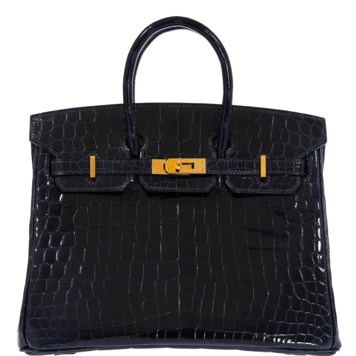 Hermès Birkin 25 Bleu Marine Shiny Niloticus Crocodile Gold Hardware