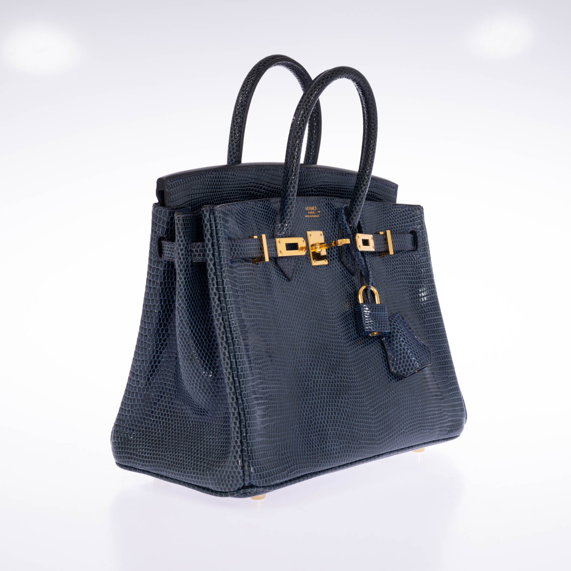Hermès Birkin 25 Bleu de Malte Lizard Gold Hardware