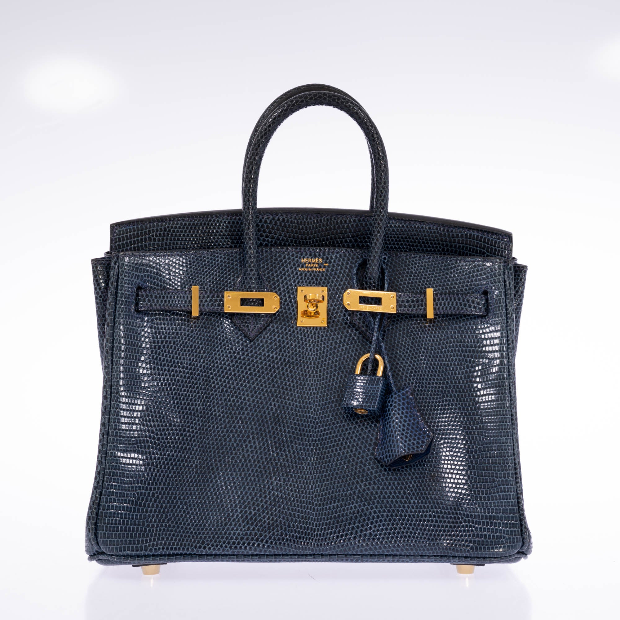 Hermès Birkin 25 Bleu de Malte Lizard Gold Hardware | JANEFINDS