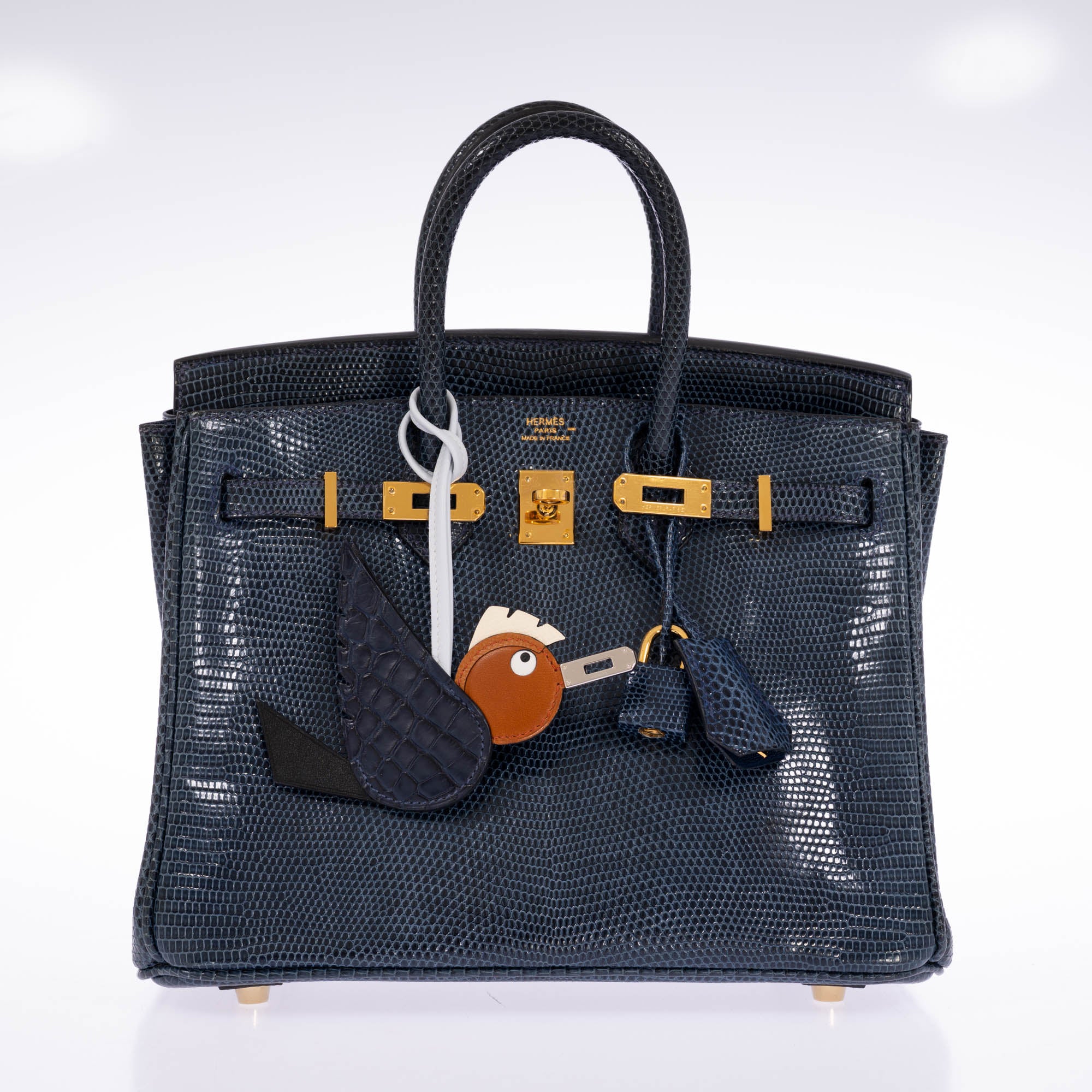 Hermès Birkin 25 Bleu de Malte Lizard Gold Hardware | JANEFINDS