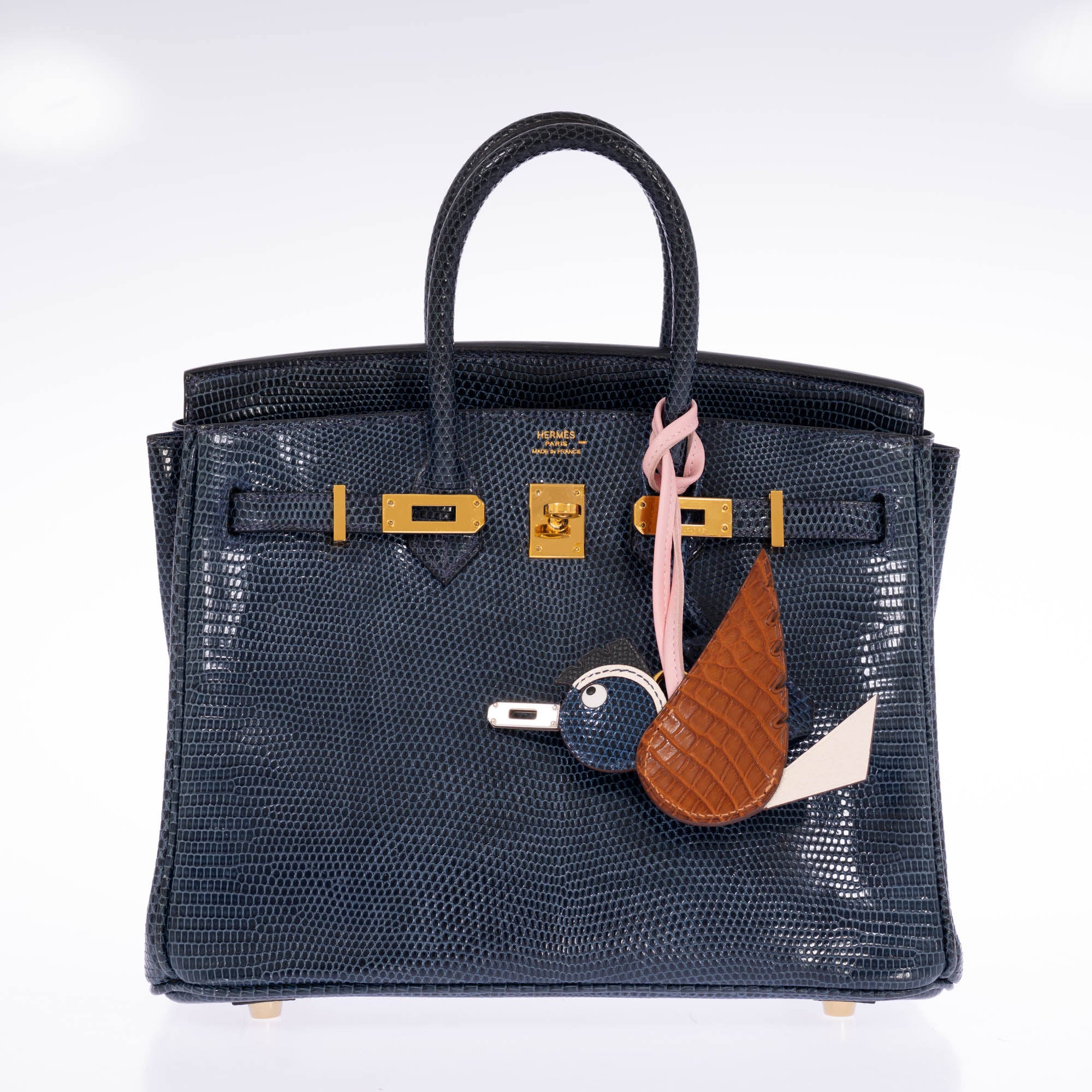 Hermès Birkin 25 Bleu de Malte Lizard Gold Hardware | JANEFINDS