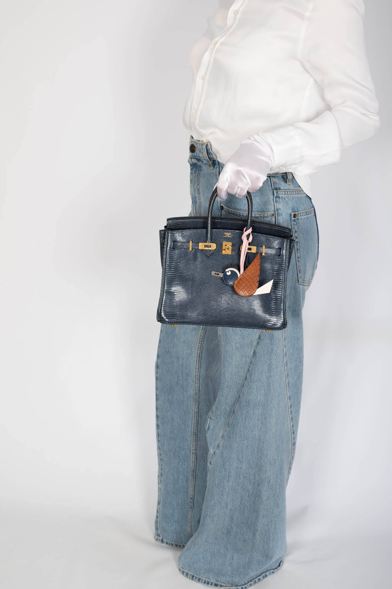 Hermès Birkin 25 Bleu de Malte Lizard Gold Hardware