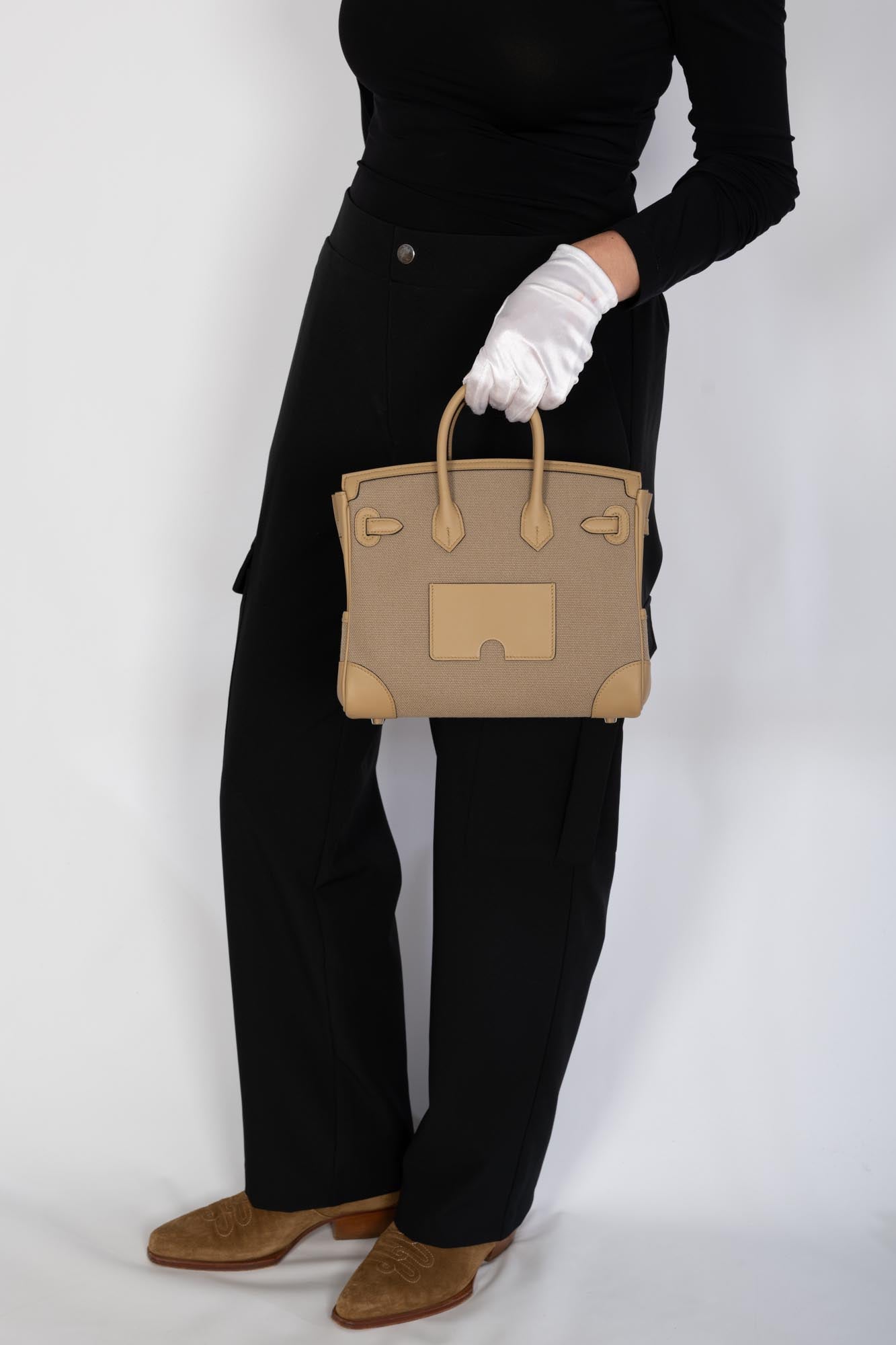 Hermès Birkin 25 Cargo Beige Marfa Toile and Swift Palladium Hardware