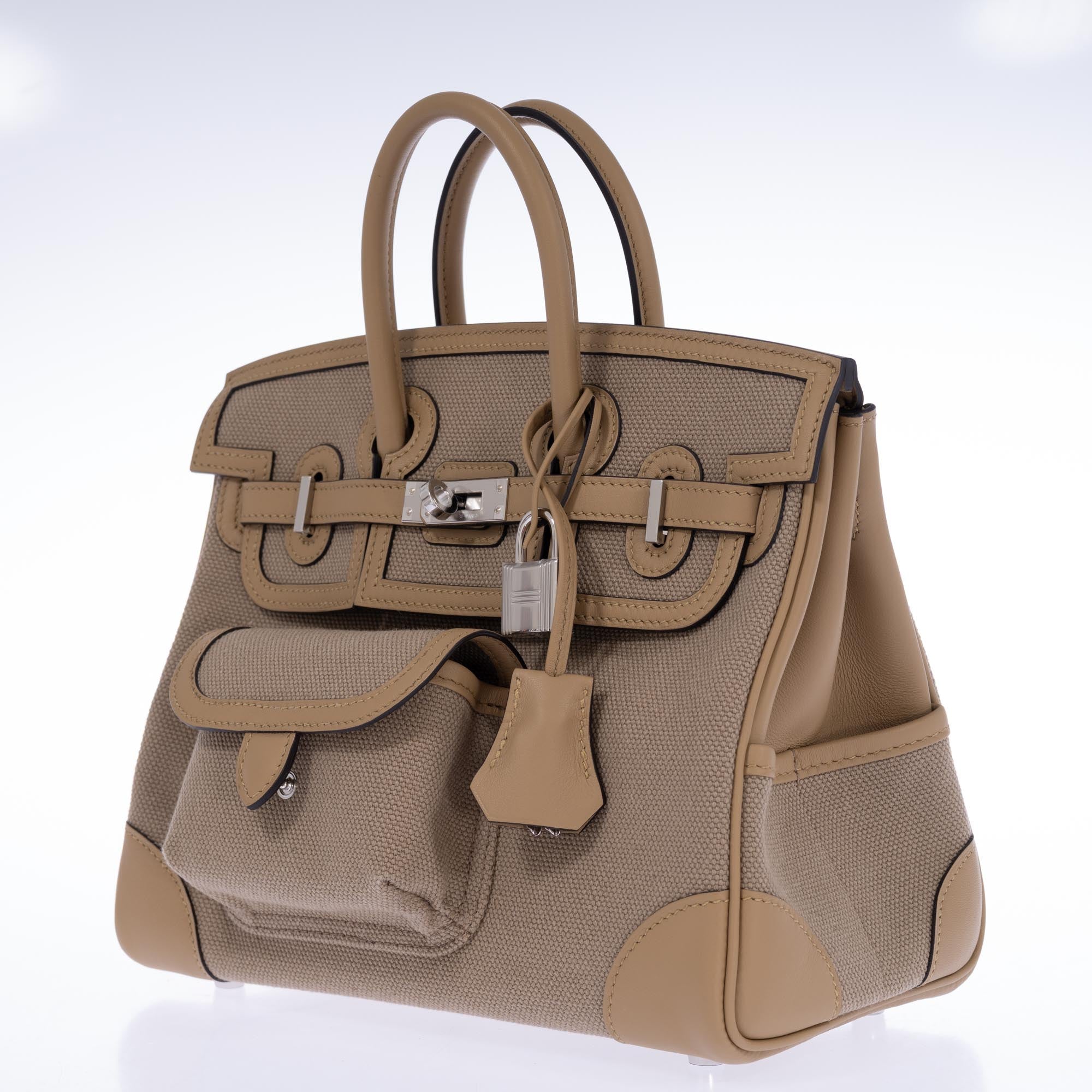 Hermès Birkin 25 Cargo Beige Marfa Toile and Swift Palladium Hardware