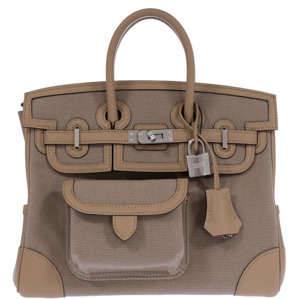 Hermès Birkin 25 Cargo Beige Marfa Toile and Swift Palladium Hardware