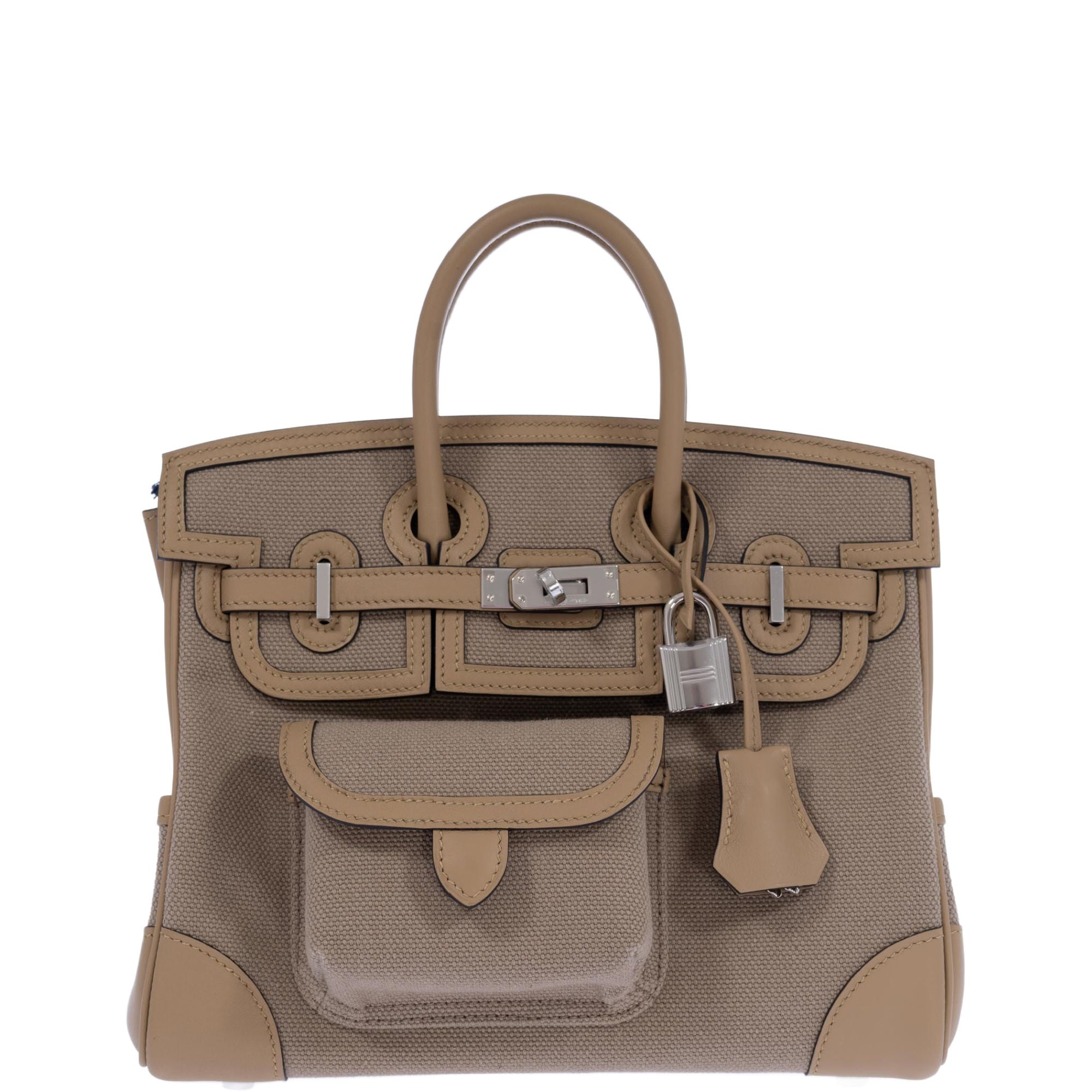 Hermès Birkin 25 Cargo Beige Marfa Toile and Swift Palladium Hardware