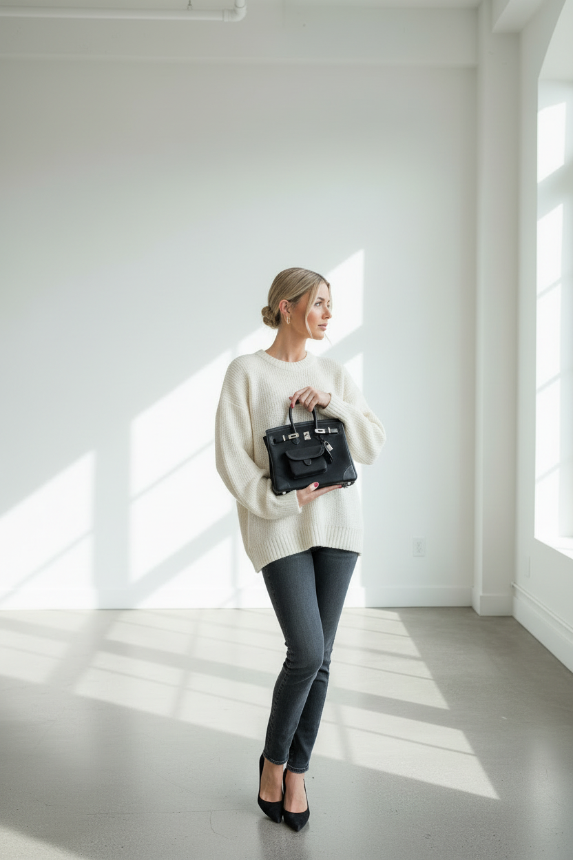 Hermès Birkin 25 Cargo Black Toile Goeland & Swift Leather Palladium Hardware