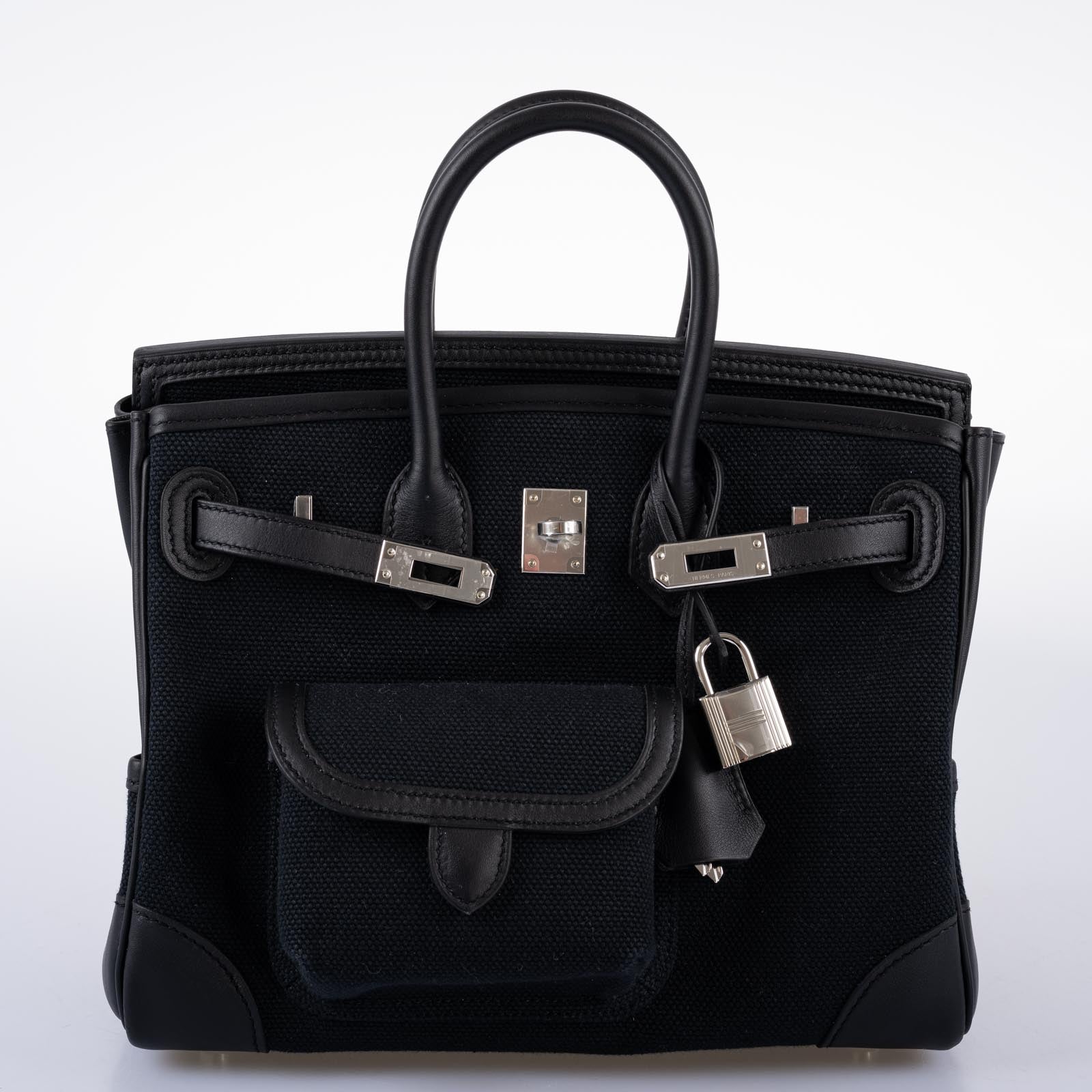 Hermès Birkin 25 Cargo Black Toile Goeland & Swift Leather
