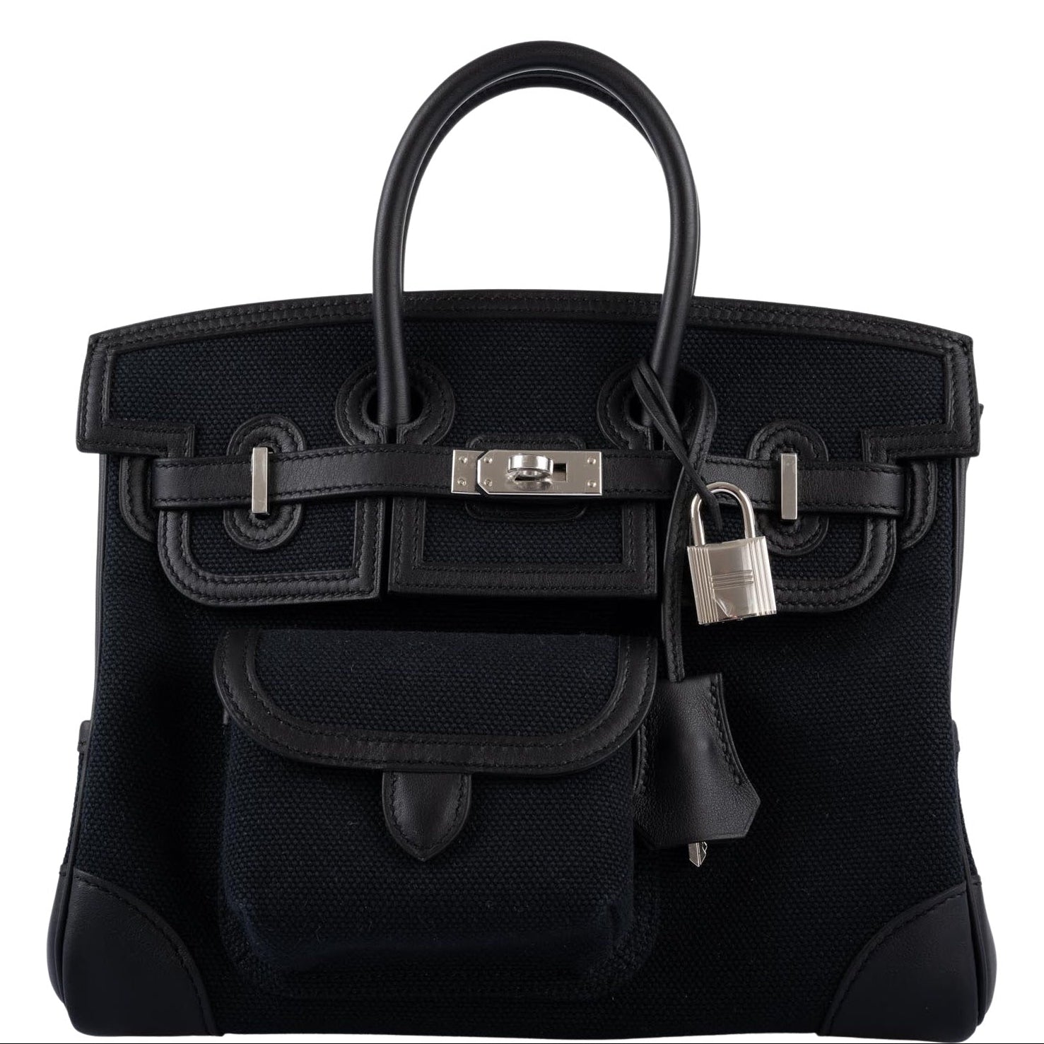 Hermès Birkin 25 Cargo Black Toile Goeland & Swift Leather Palladium Hardware