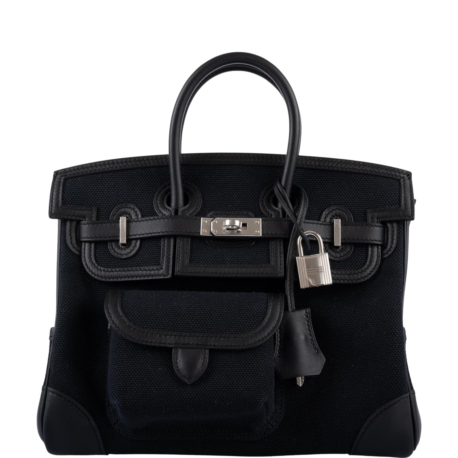 Hermès Birkin 25 Cargo Black Toile Goeland & Swift Leather Palladium Hardware