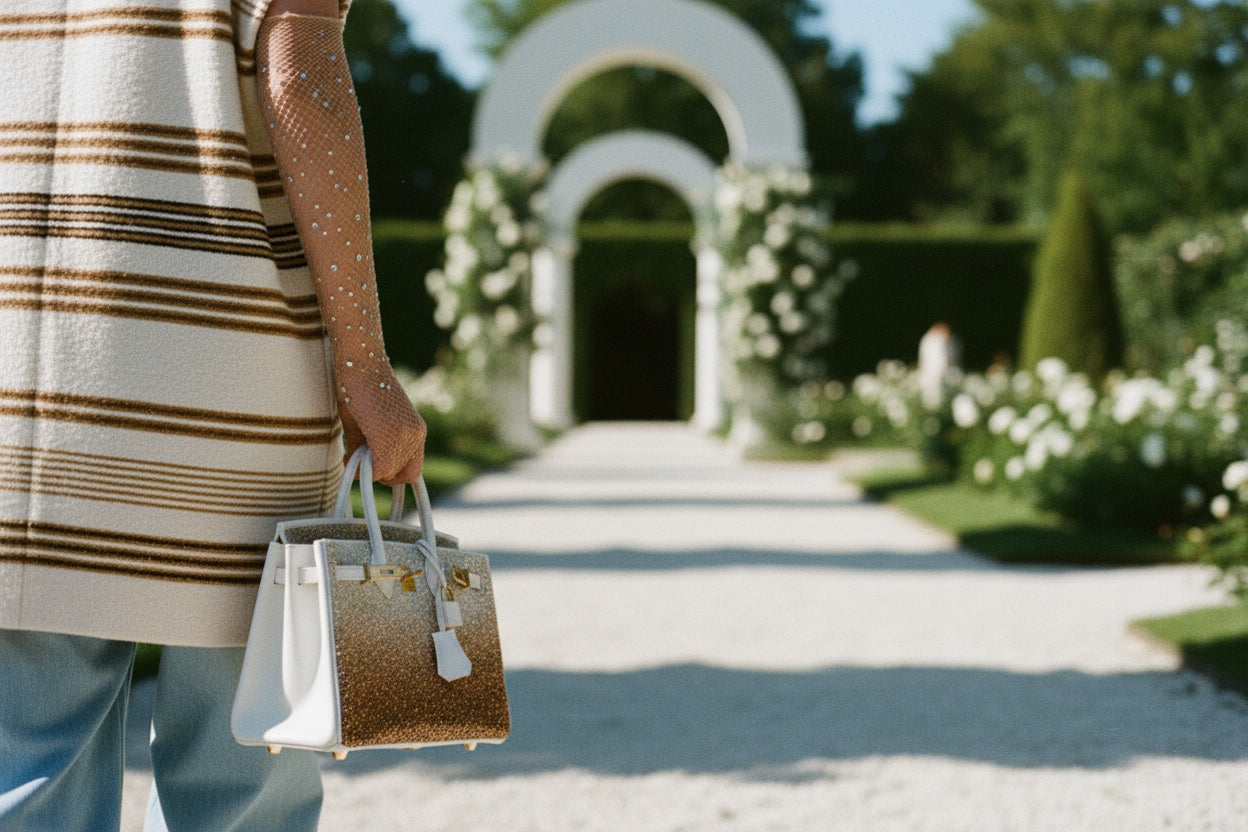 Hermès Birkin 25 Custom Swarovski Crystal "The Ombré" Gold Hardware