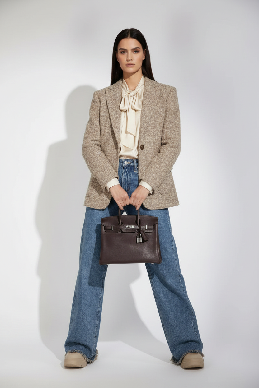 Hermès Birkin 25 Ebene Barenia Faubourg Bag Palladium Hardware