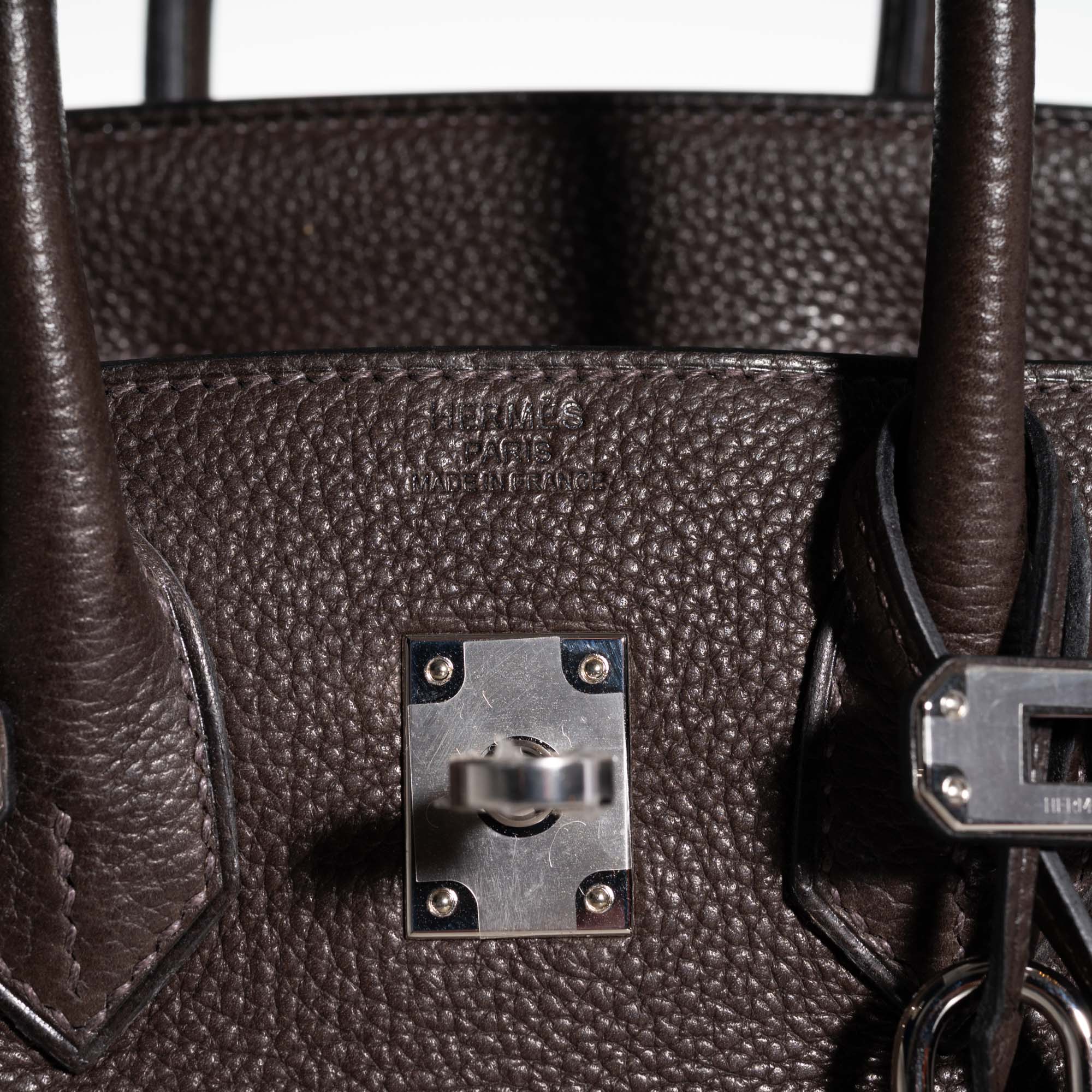 Hermès Birkin 25 Ebene Barenia Faubourg Bag Palladium Hardware Limited Edition