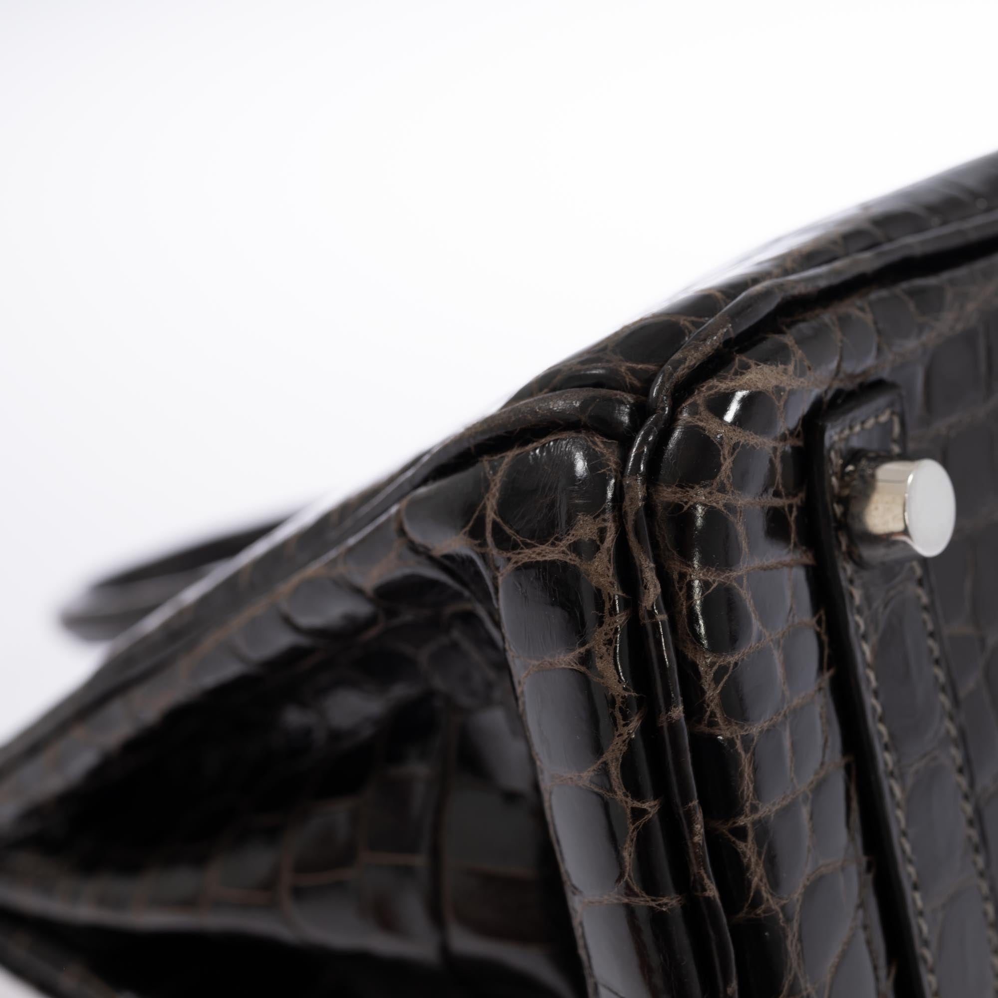 Hermès Birkin 25 Graphite Shiny Niloticus Crocodile Palladium Hardware
