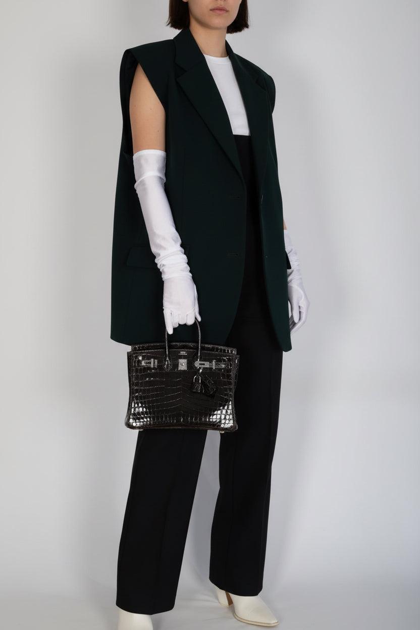 Hermès Birkin 25 Graphite Shiny Niloticus Crocodile Palladium Hardware