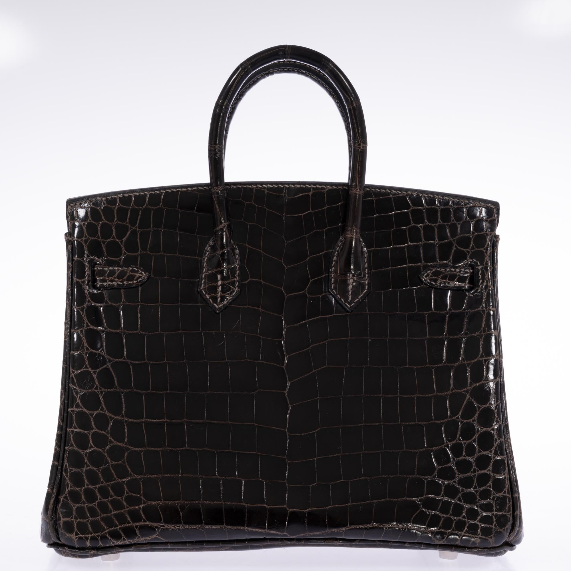 Hermès Birkin 25 Graphite Shiny Niloticus Crocodile Palladium Hardware