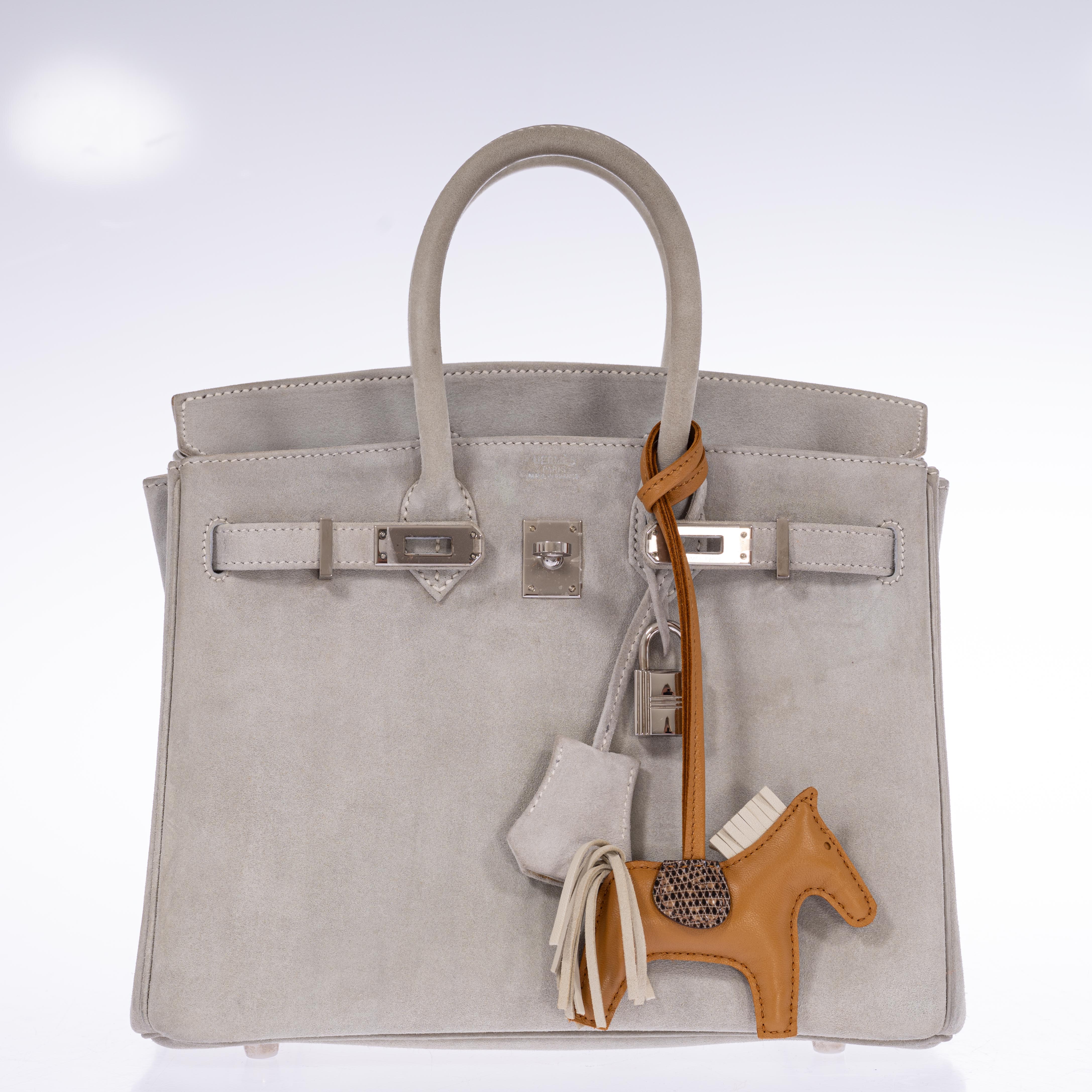 Hermès Birkin 25 Gris Doblis Suede with Palladium Hardware