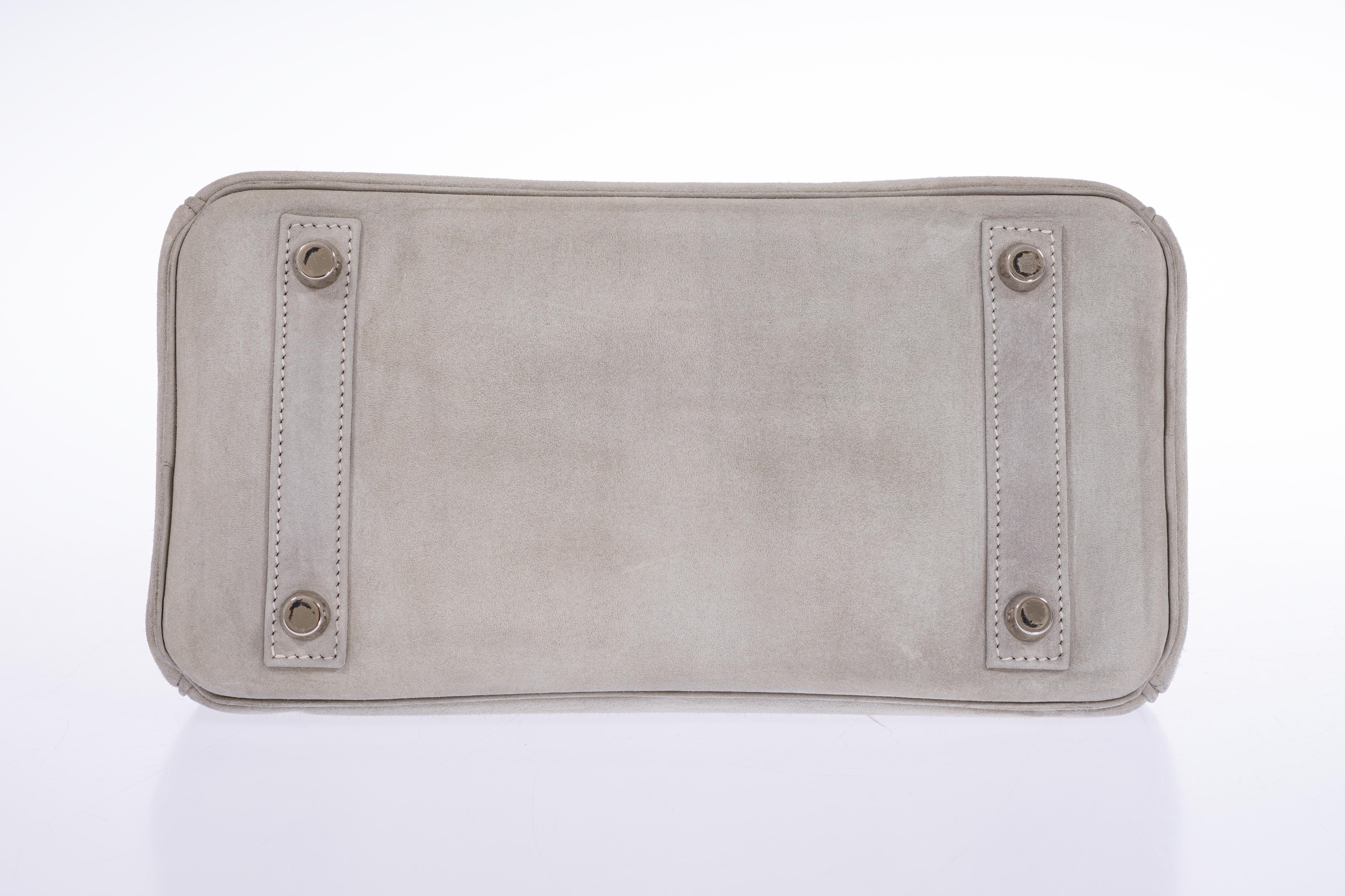 Hermès Birkin 25 Gris Doblis Suede with Palladium Hardware
