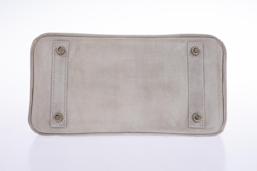 Hermès Birkin 25 Gris Doblis Suede with Palladium Hardware