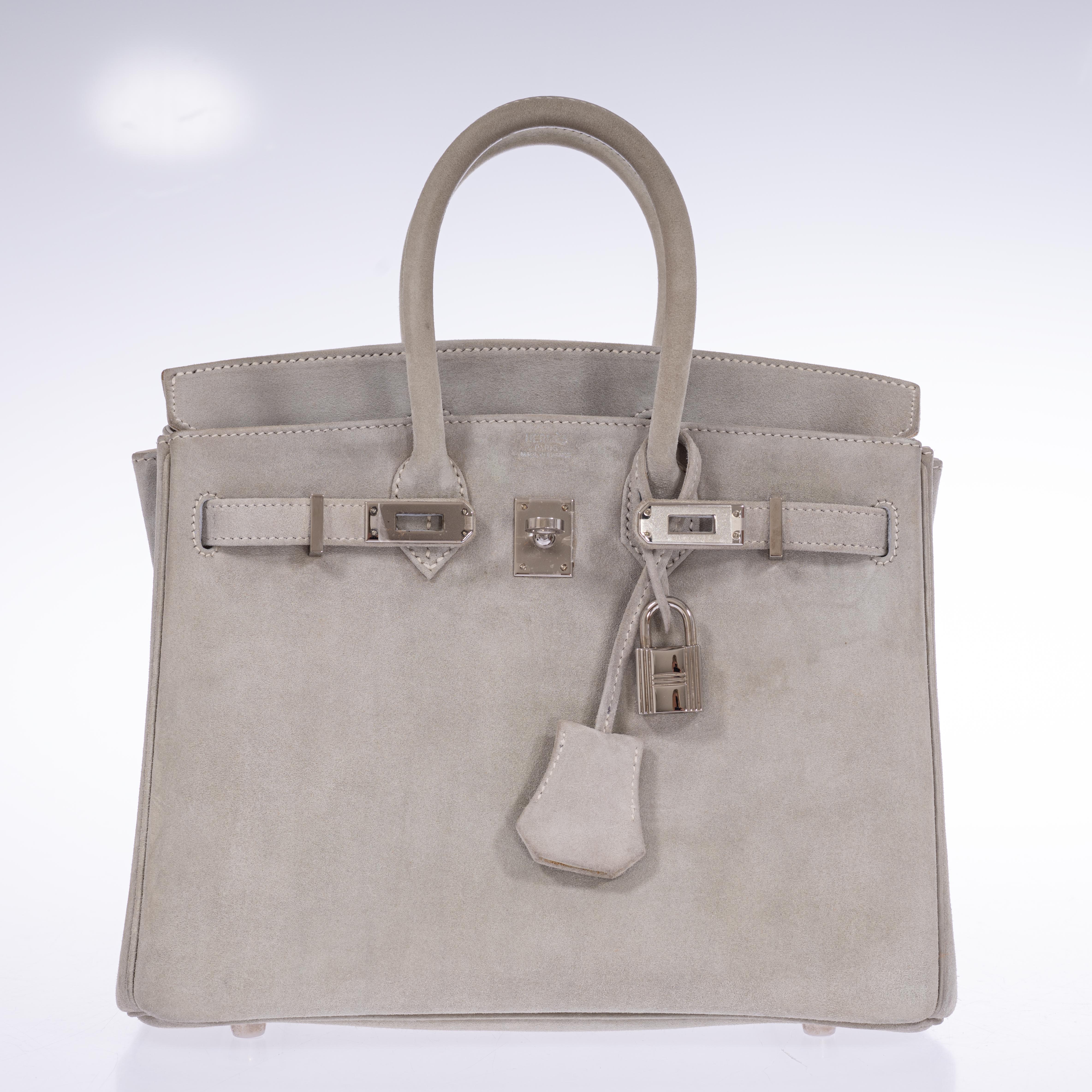 Hermès Birkin 25 Gris Doblis Suede with Palladium Hardware
